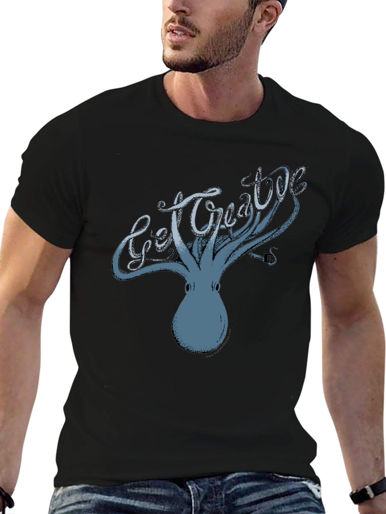 Get Creative Octopus Graphic Tee - Black