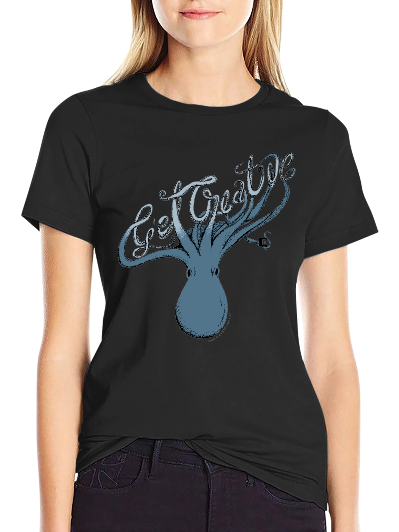 Get Creative Octopus Graphic Tee - Black