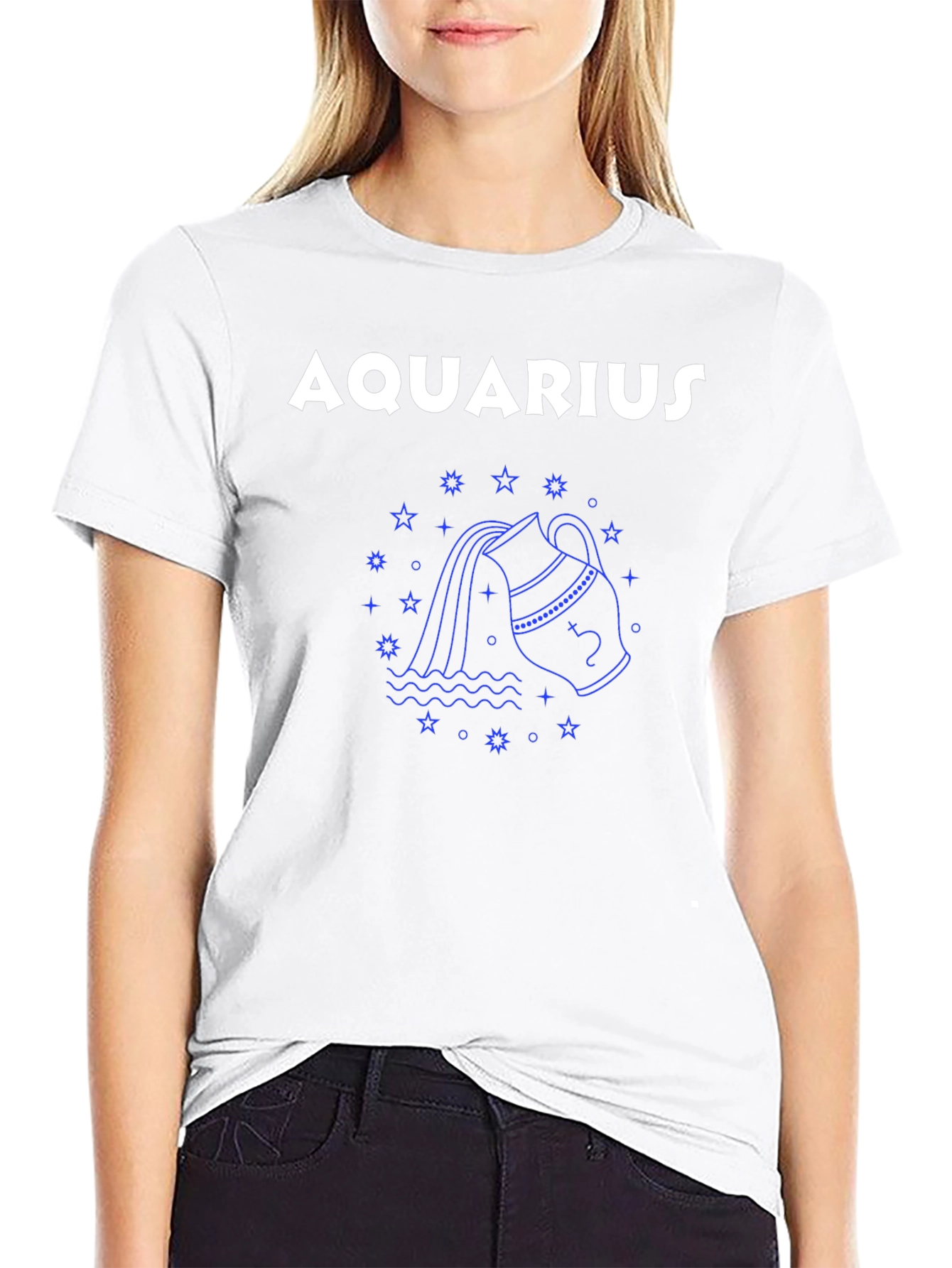 Aquarius Zodiac Graphic Tee - Black Unisex T-Shirt