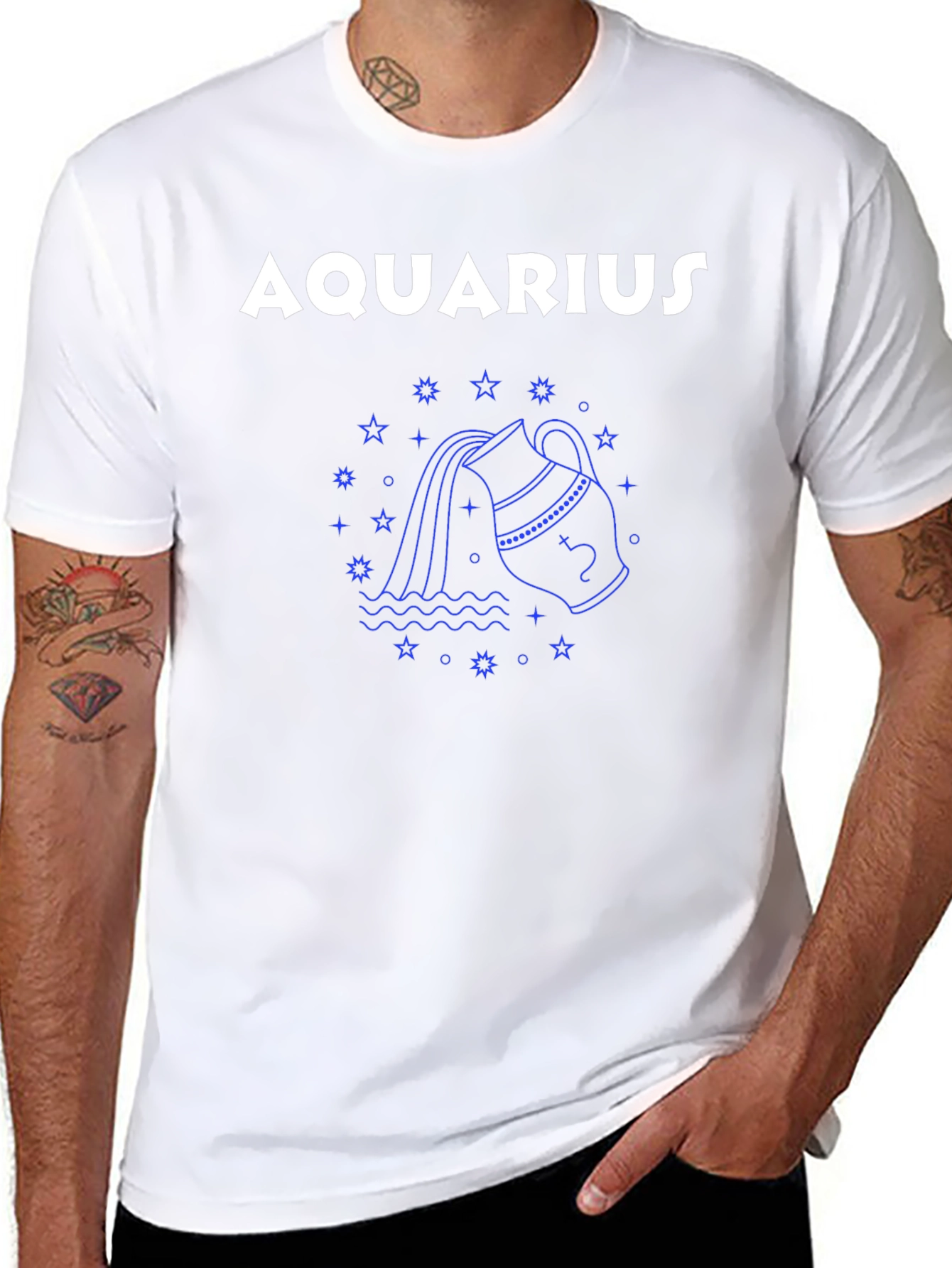 Aquarius Zodiac Graphic Tee - Black Unisex T-Shirt