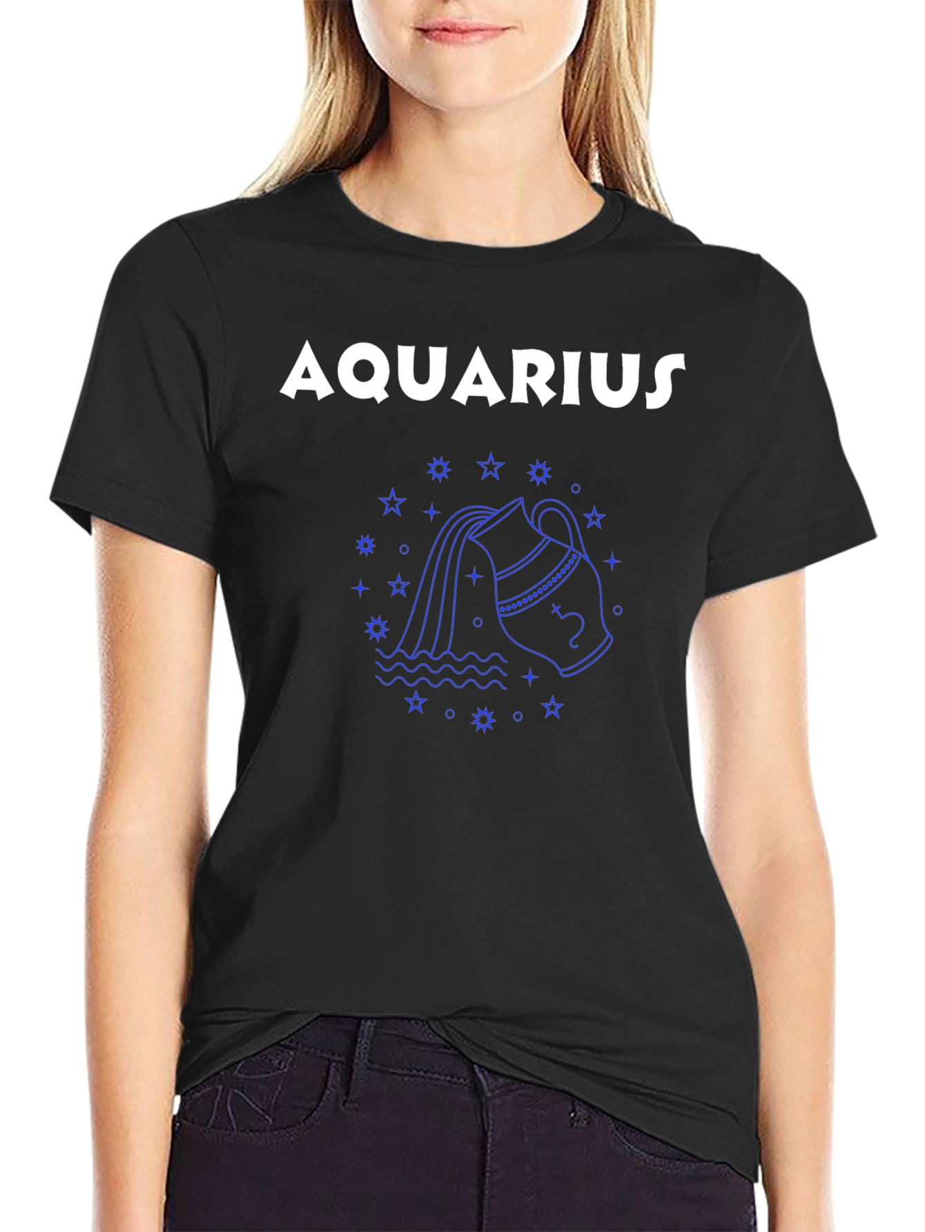 Aquarius Zodiac Graphic Tee - Black Unisex T-Shirt