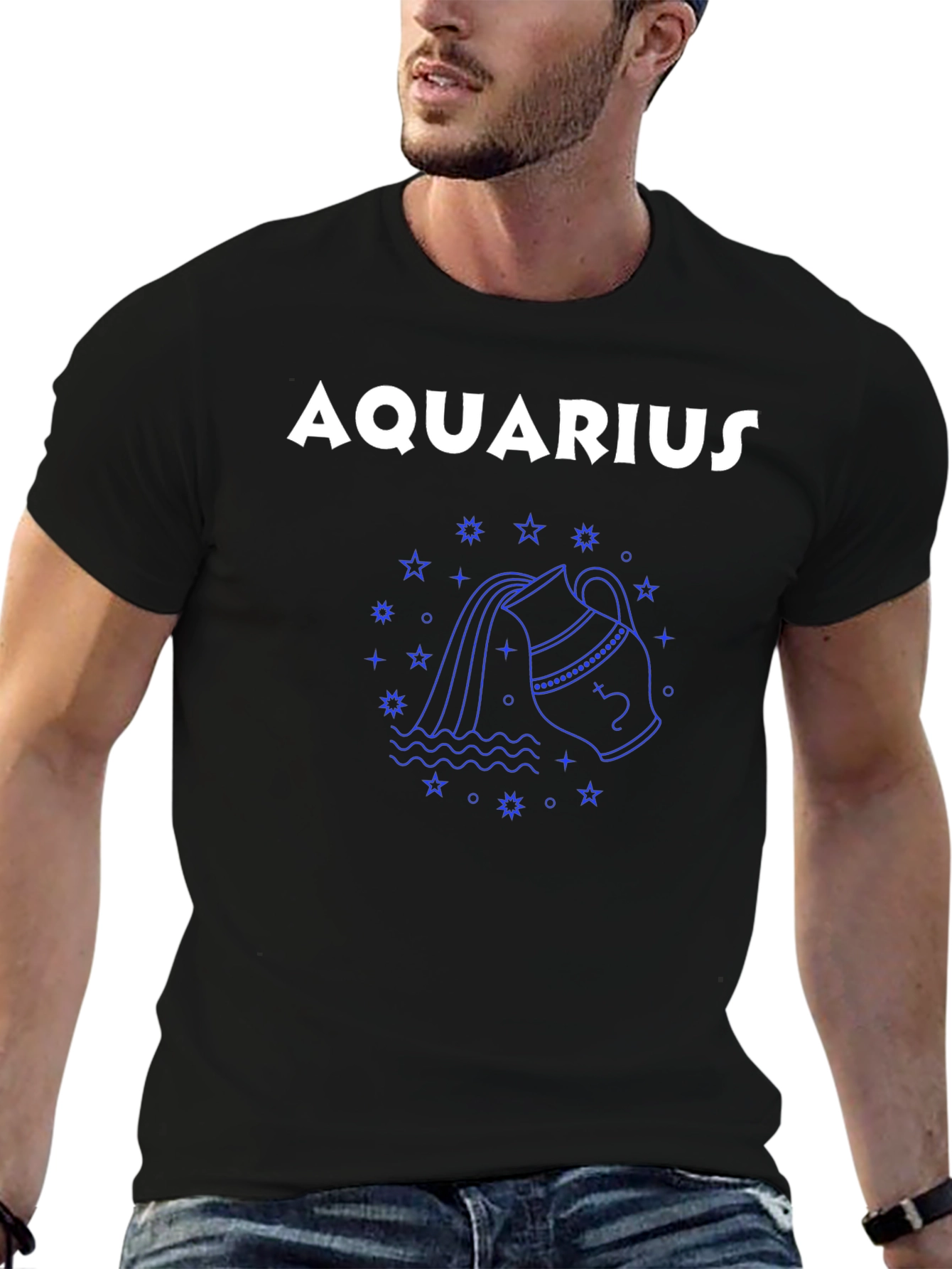 Aquarius Zodiac Graphic Tee - Black Unisex T-Shirt