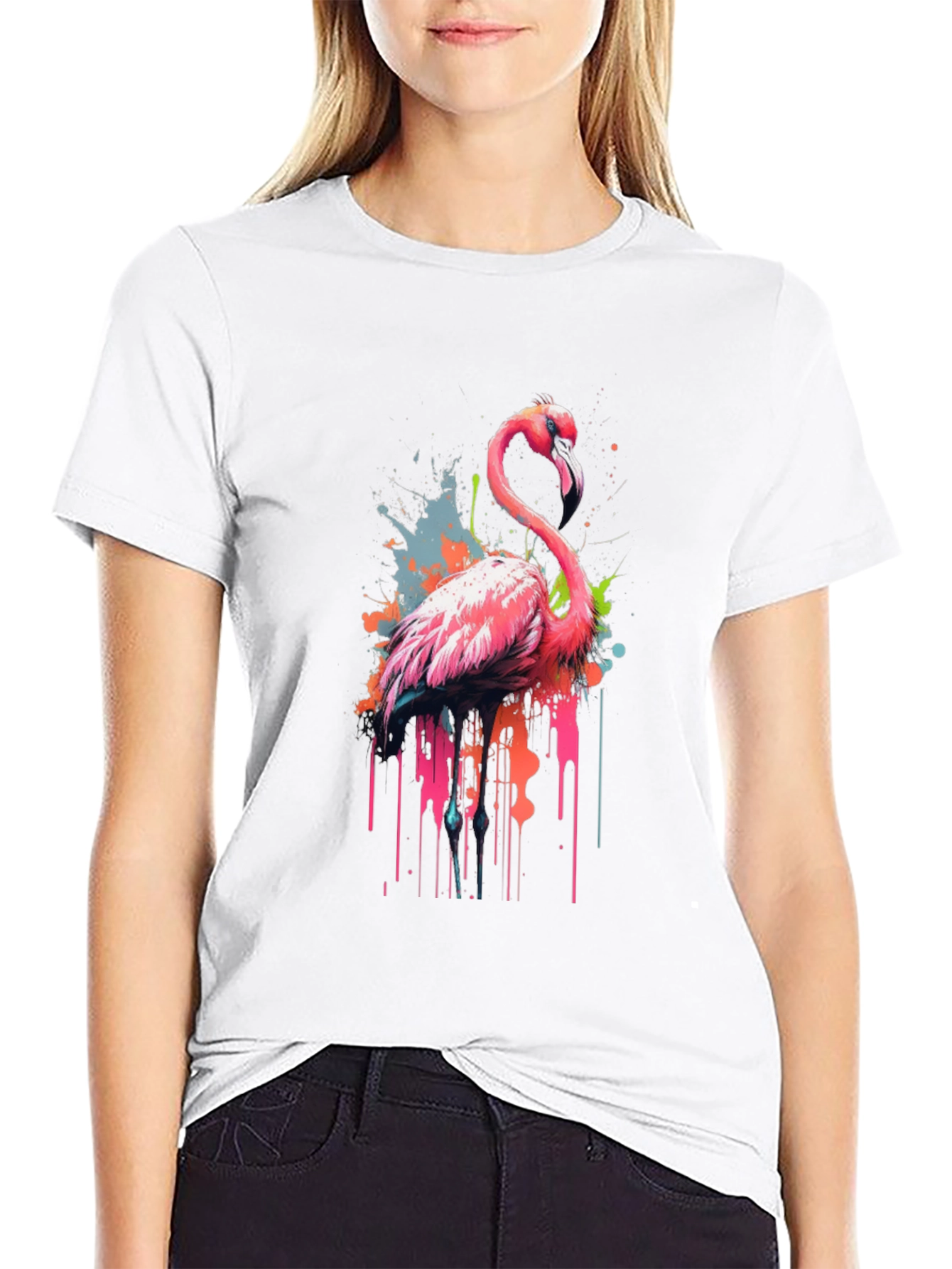 Flamingo Splash Graphic Tee - Modern Mens T-Shirt