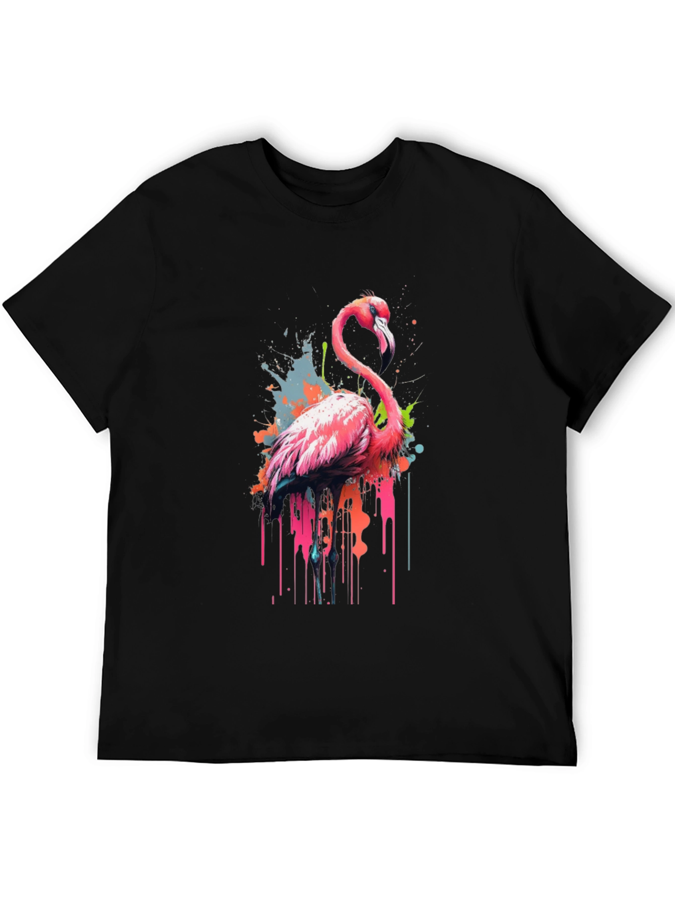 Flamingo Splash Graphic Tee - Modern Mens T-Shirt