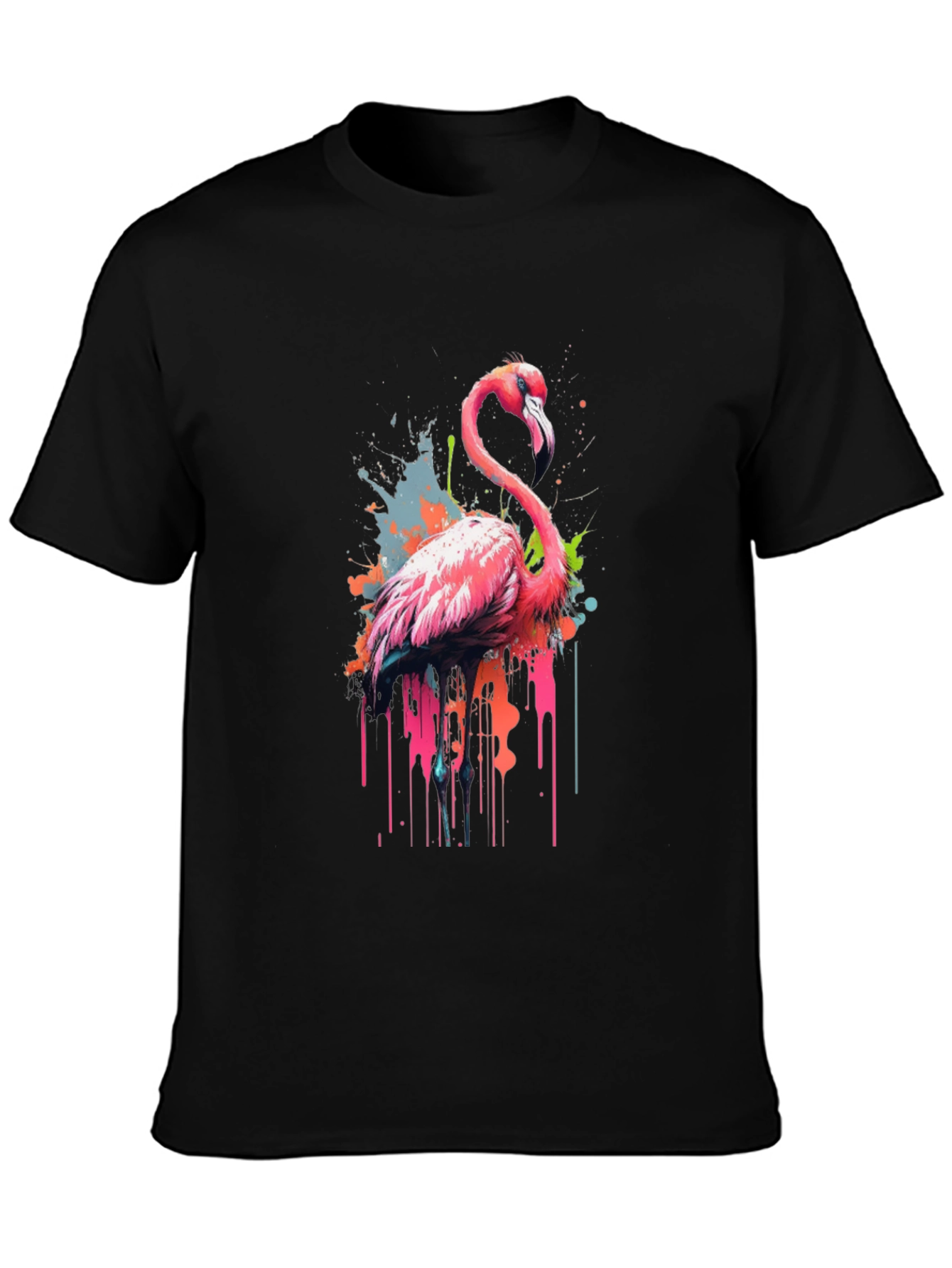 Flamingo Splash Graphic Tee - Modern Mens T-Shirt
