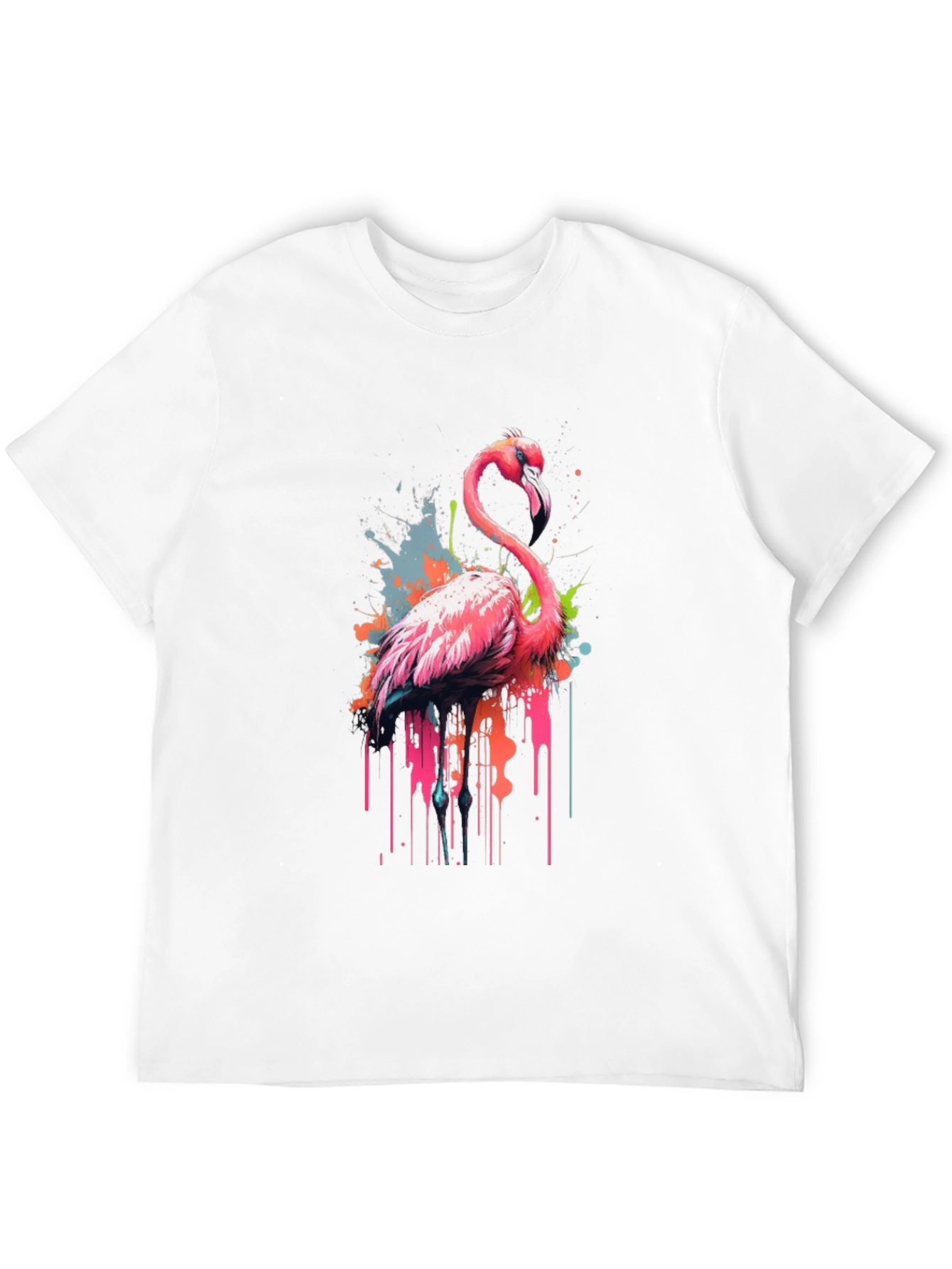 Flamingo Splash Graphic Tee - Modern Mens T-Shirt