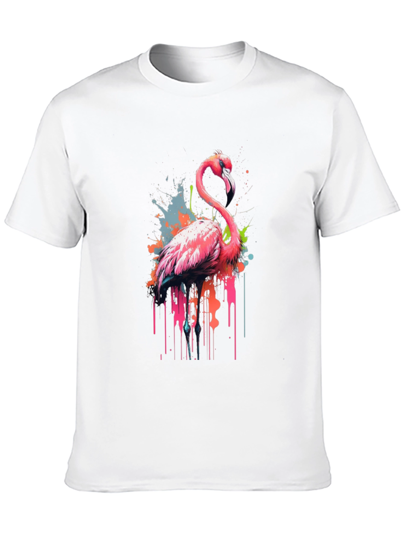 Flamingo Splash Graphic Tee - Modern Mens T-Shirt