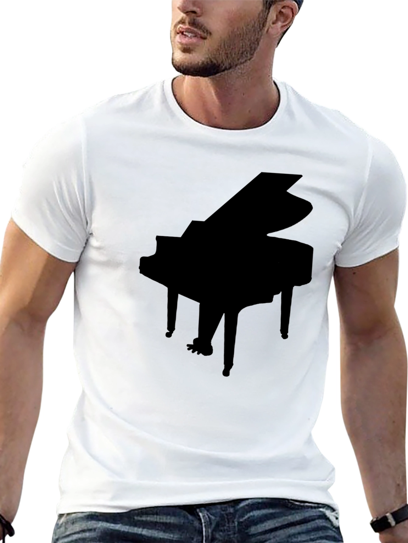 Grand Piano Silhouette Black T-Shirt