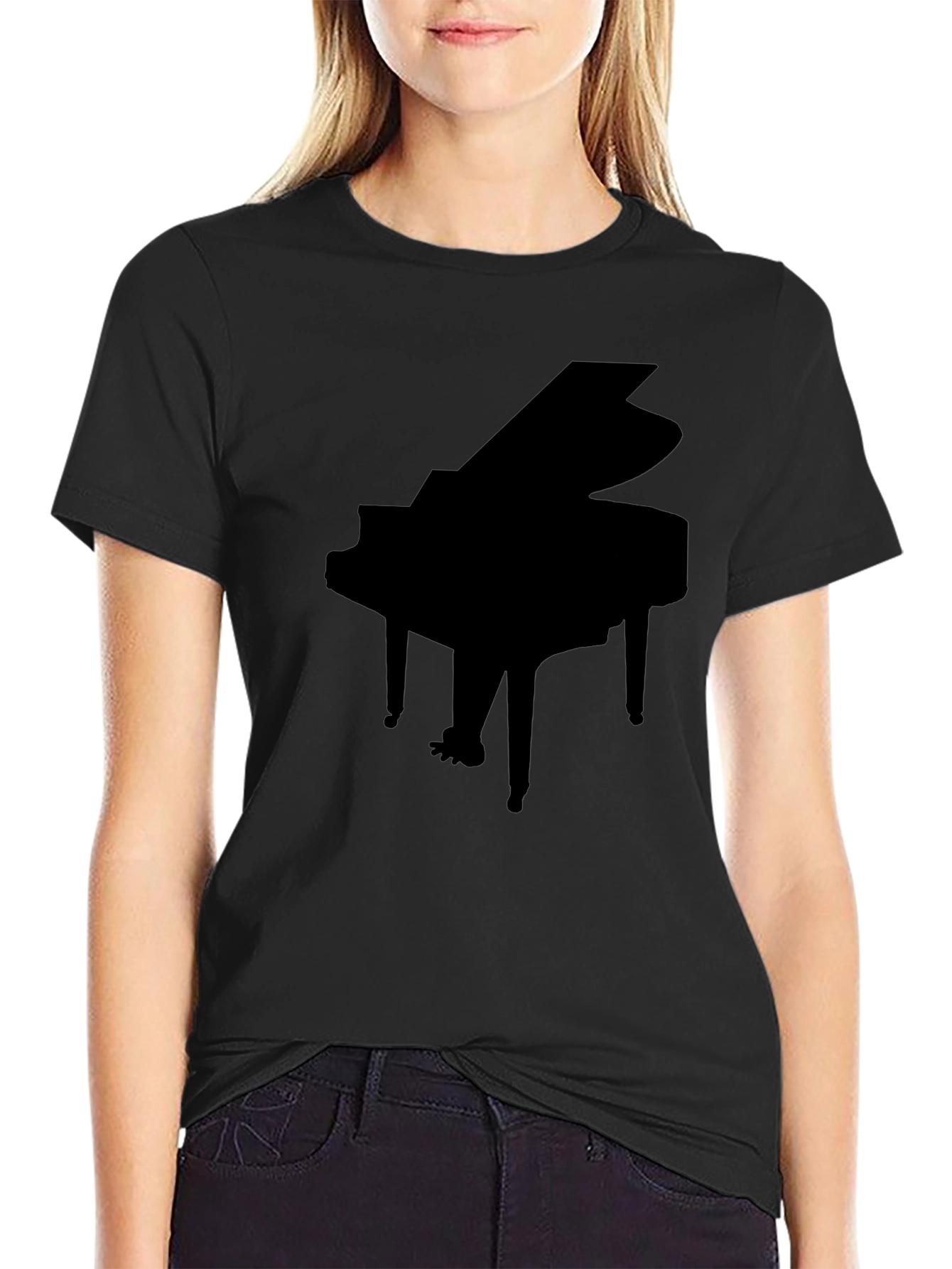 Grand Piano Silhouette Black T-Shirt