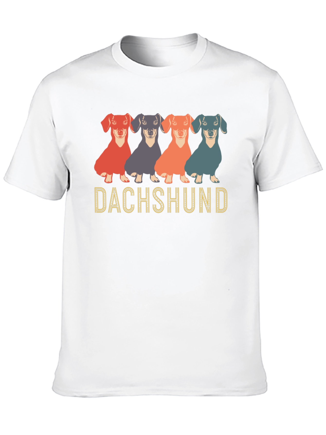 Dachshund Dog Graphic Print Crew Neck T-Shirt