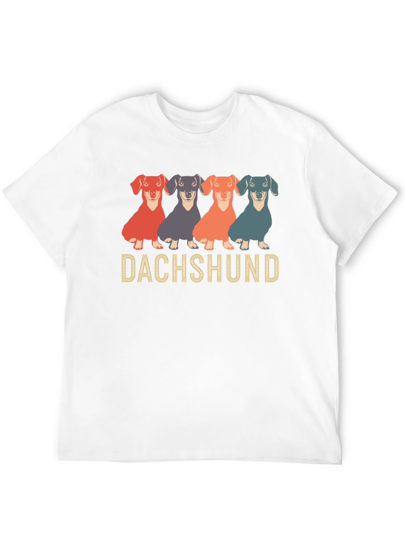Dachshund Dog Graphic Print Crew Neck T-Shirt
