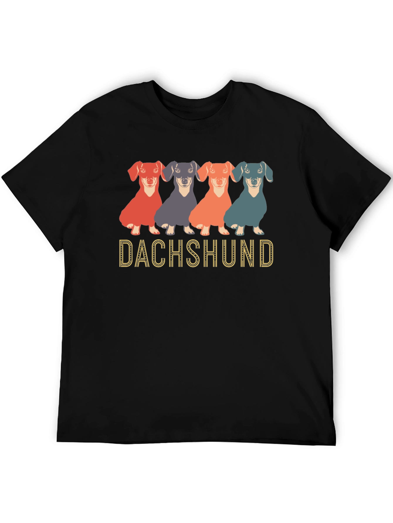 Dachshund Dog Graphic Print Crew Neck T-Shirt