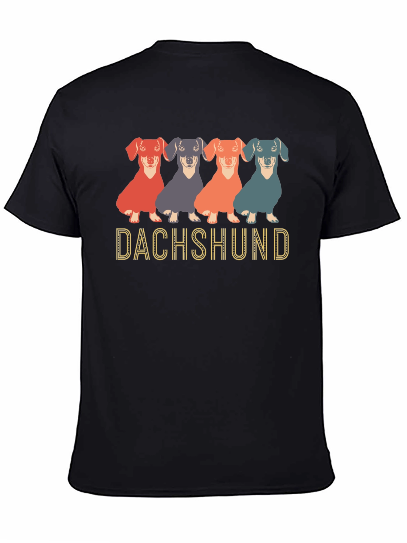 Dachshund Dog Graphic Print Crew Neck T-Shirt