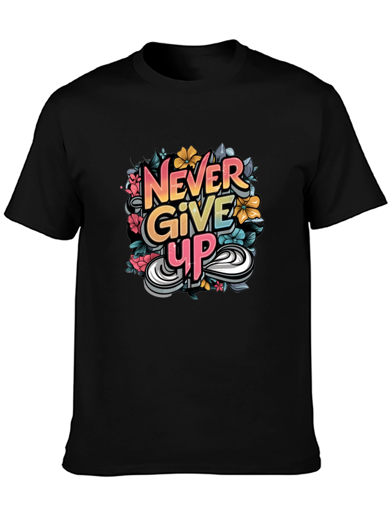 Never Give Up Graphic Print Tee