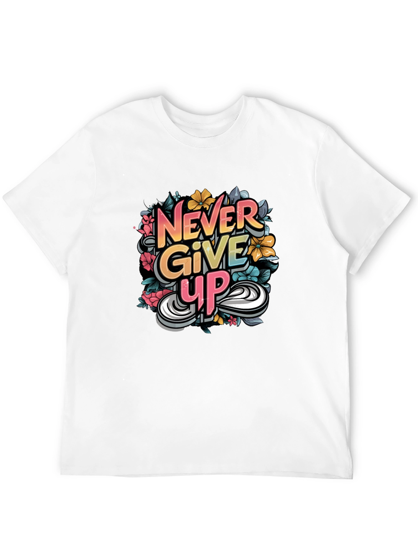 Never Give Up Graphic Print Tee