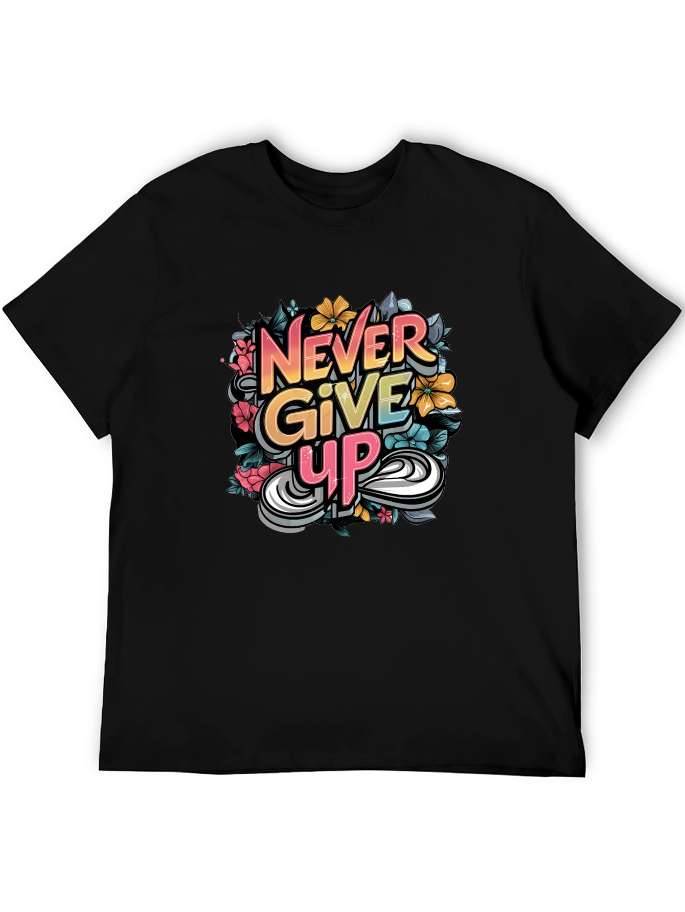 Never Give Up Graphic Print Tee