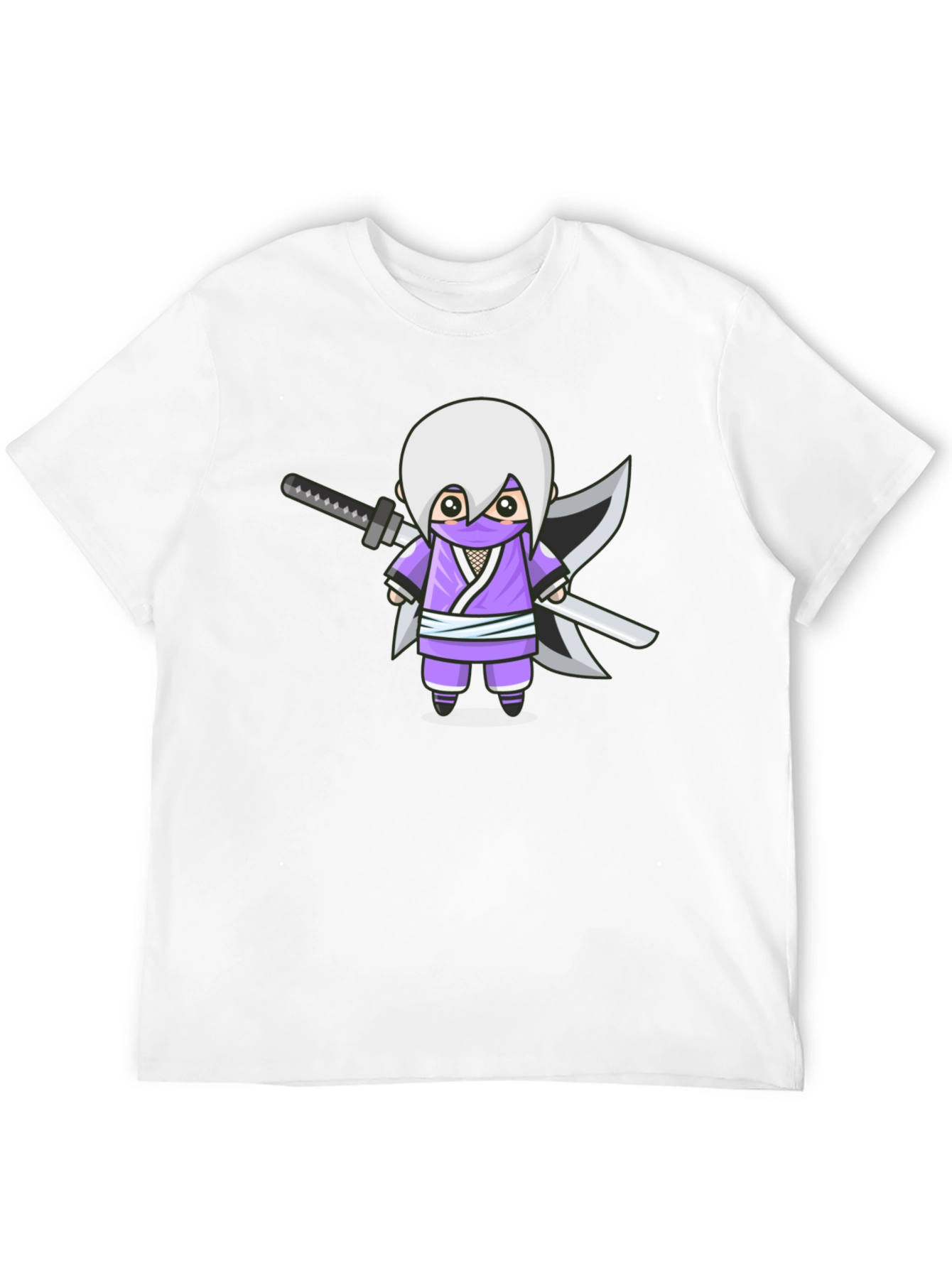 Ninja Cartoon Graphic T-Shirt - Black Cotton Tee