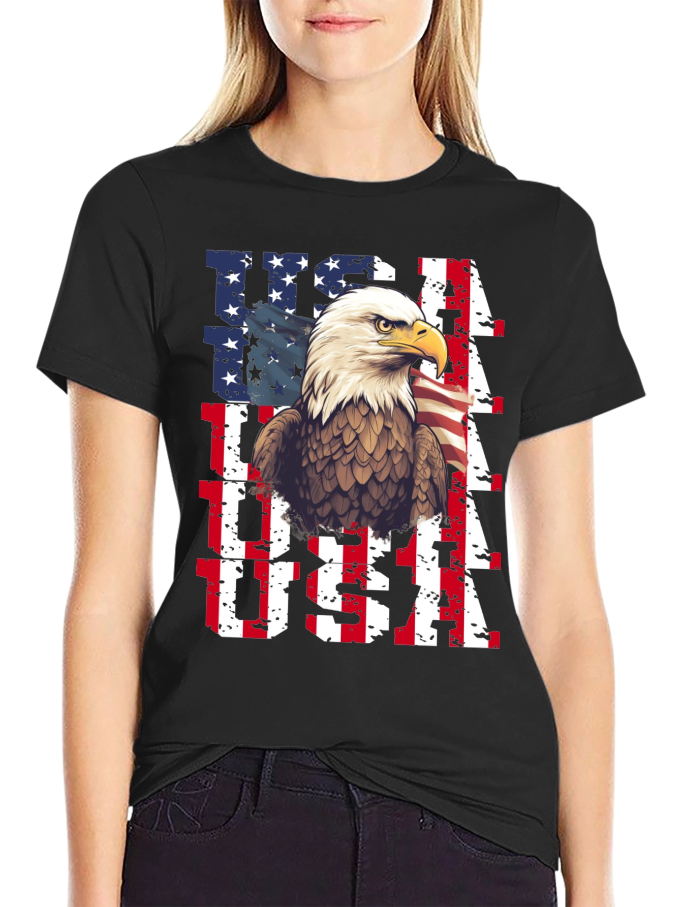 Patriotic Eagle USA Flag Graphic Tee