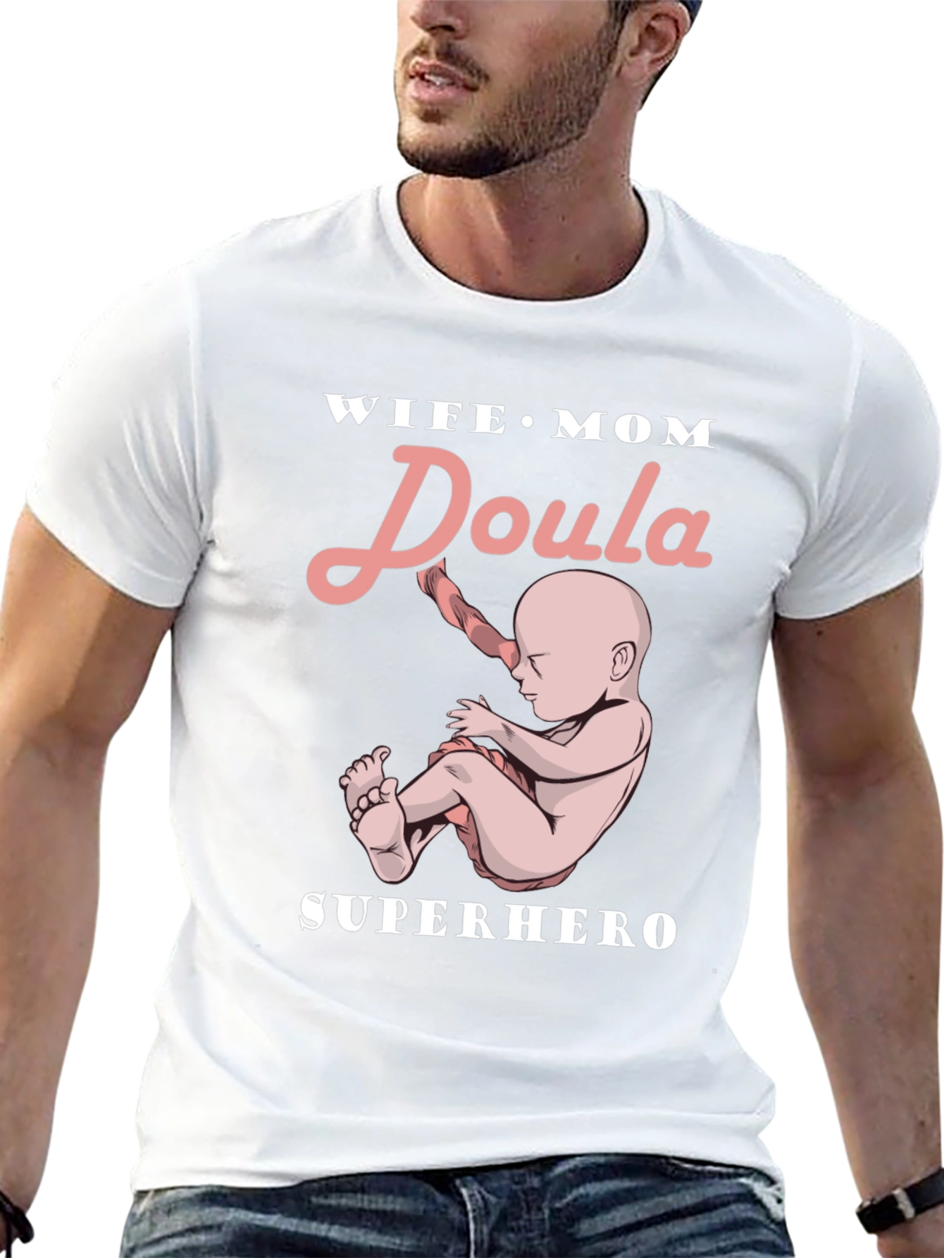 Wife Mom Doula Superhero Graphic Tee