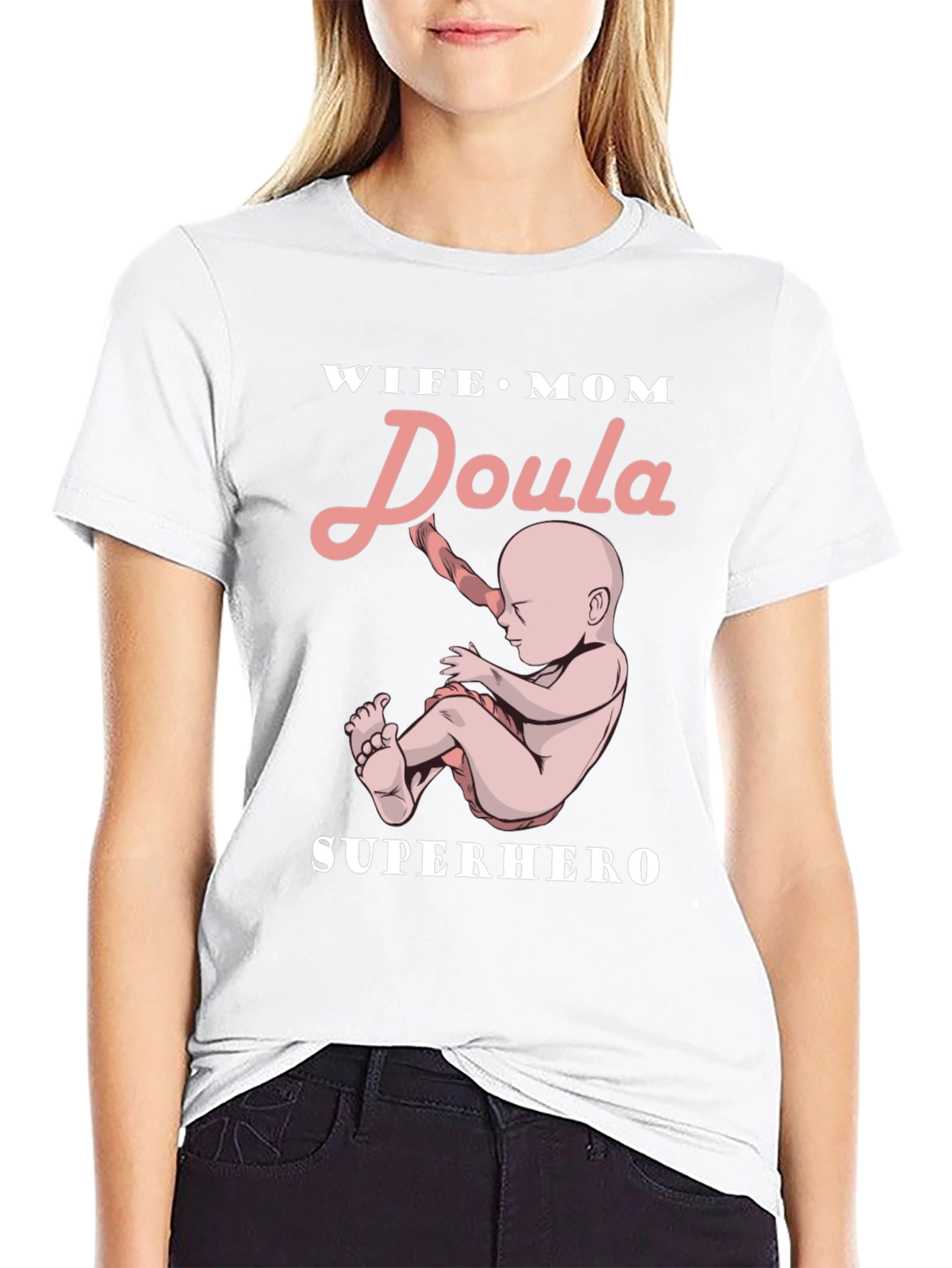 Wife Mom Doula Superhero Graphic Tee