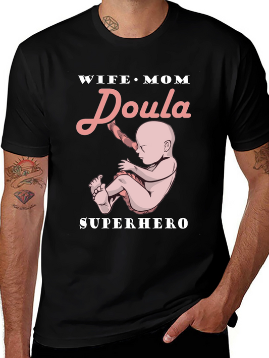 Wife Mom Doula Superhero Graphic Tee