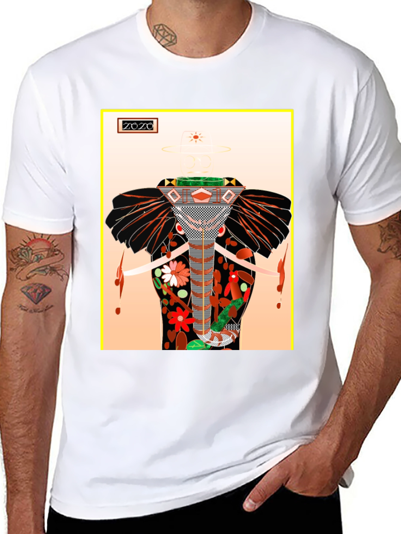 Abstract Elephant Graphic Tee - Unique Artistic Design