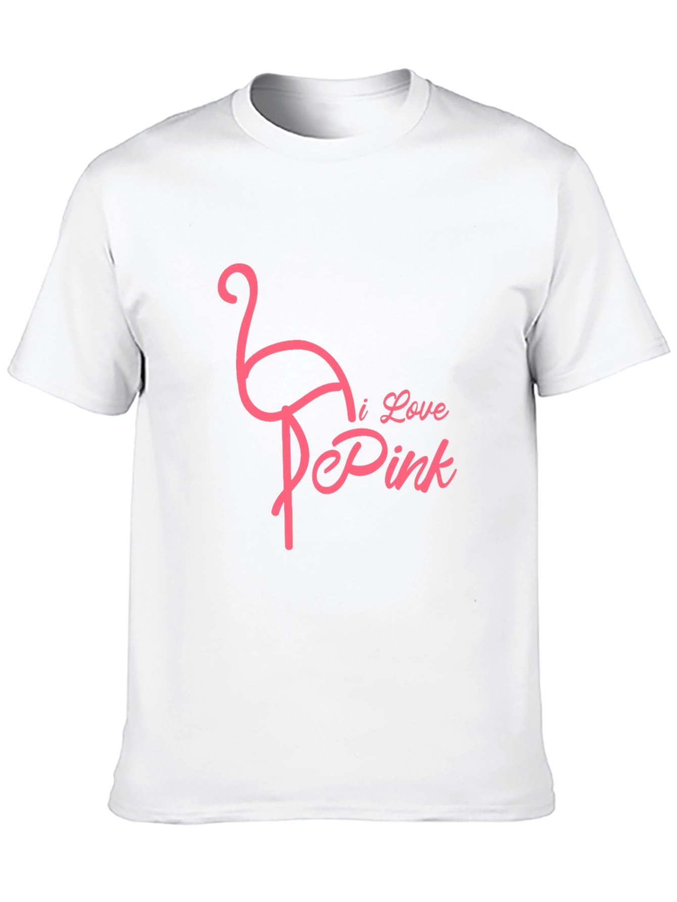 I Love Pink Flamingo Graphic Tee - Black