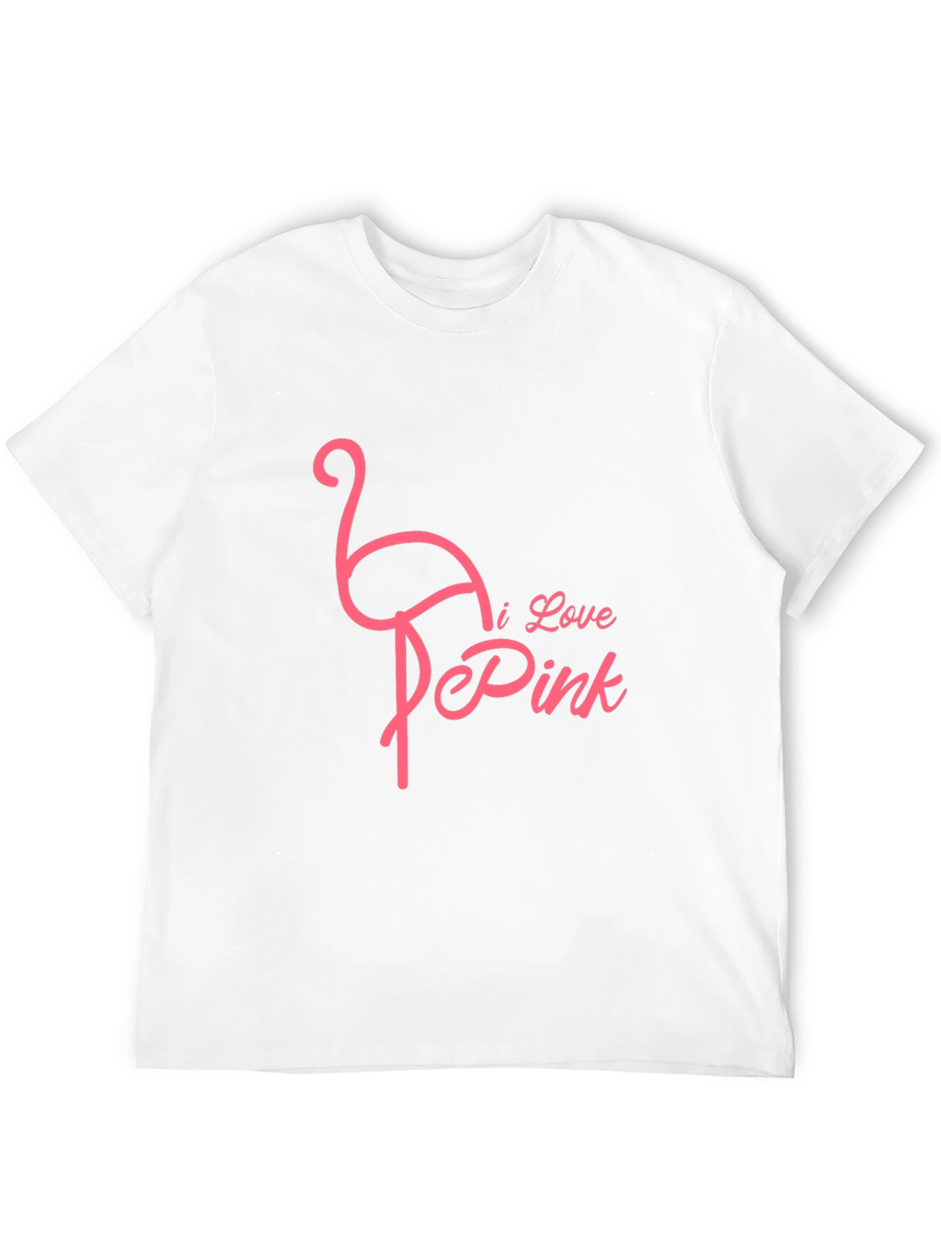 I Love Pink Flamingo Graphic Tee - Black