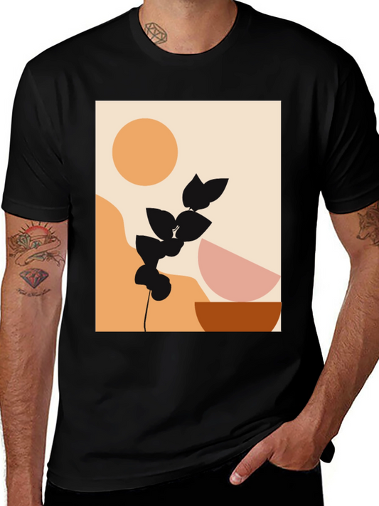 Modern Abstract Graphic Print Black T-Shirt