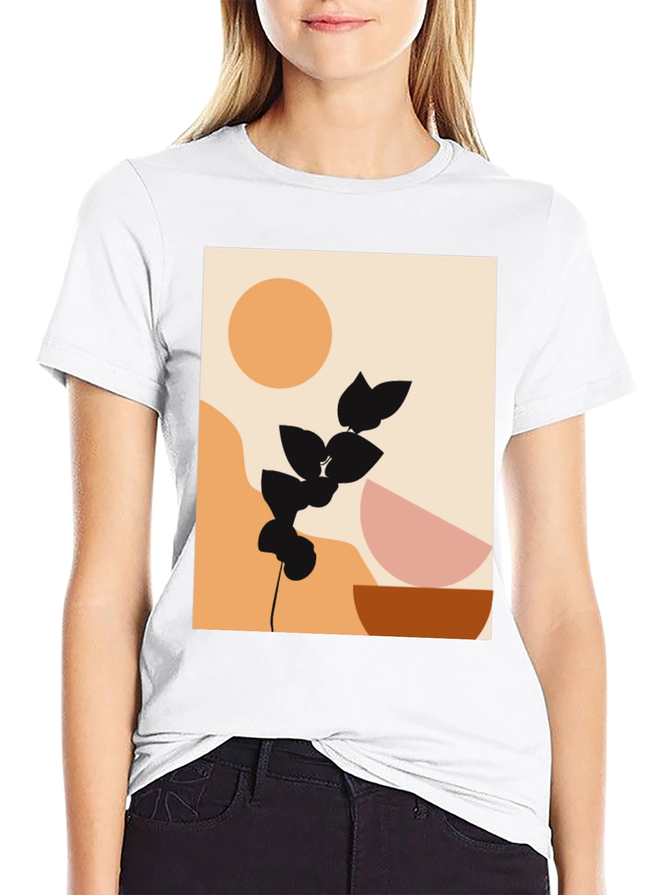 Modern Abstract Graphic Print Black T-Shirt