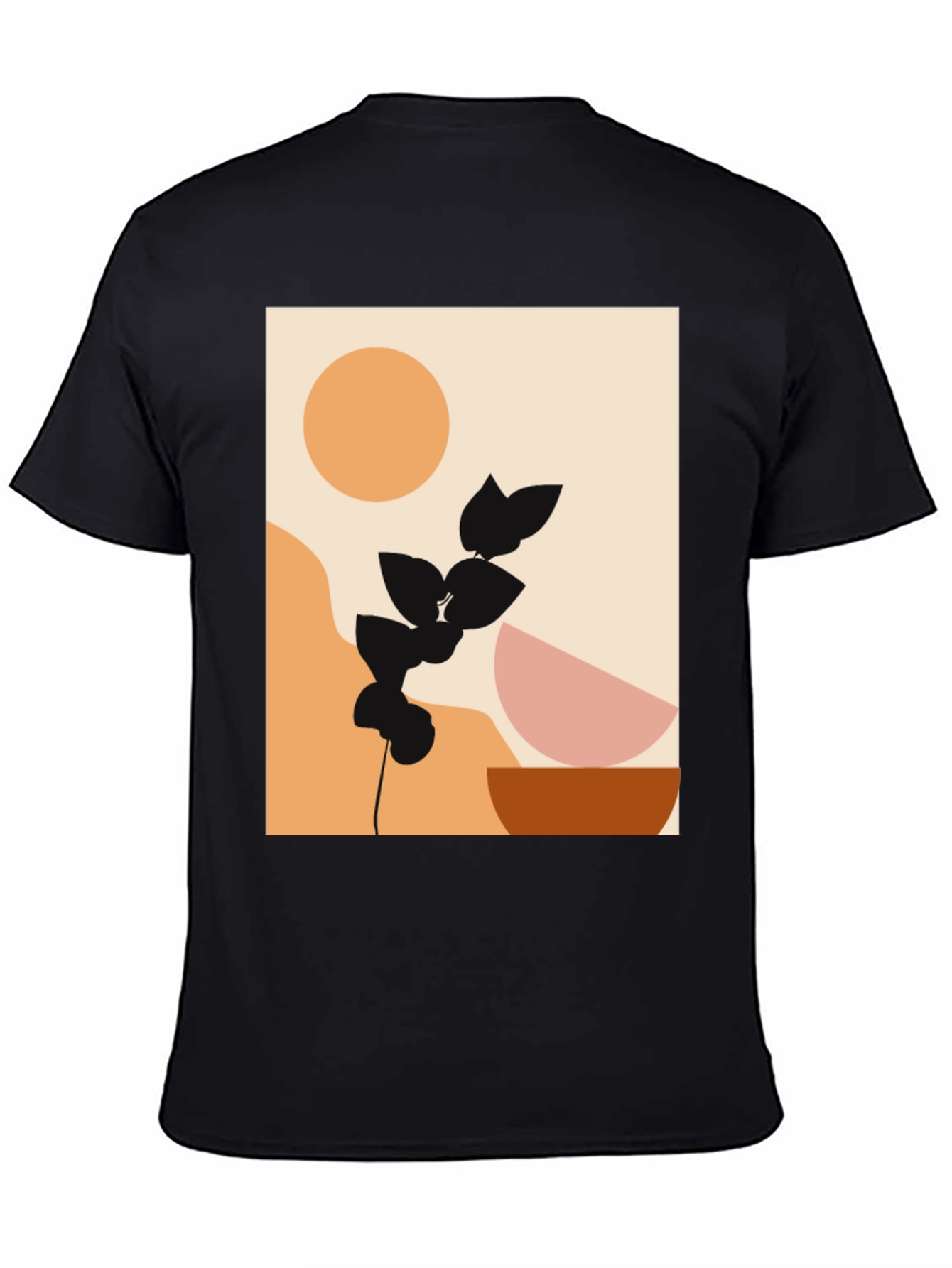 Modern Abstract Graphic Print Black T-Shirt