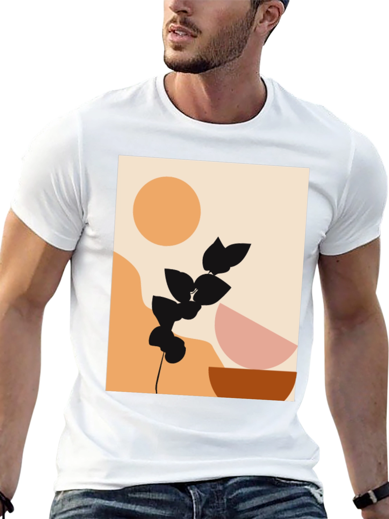 Modern Abstract Graphic Print Black T-Shirt
