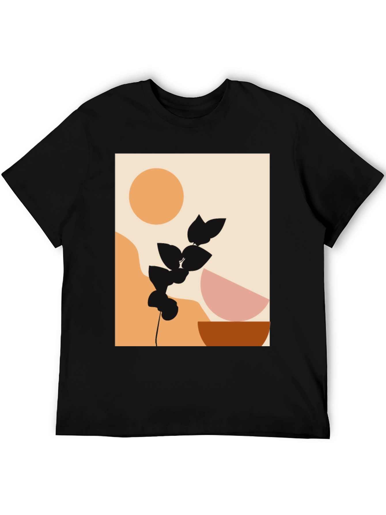 Modern Abstract Graphic Print Black T-Shirt