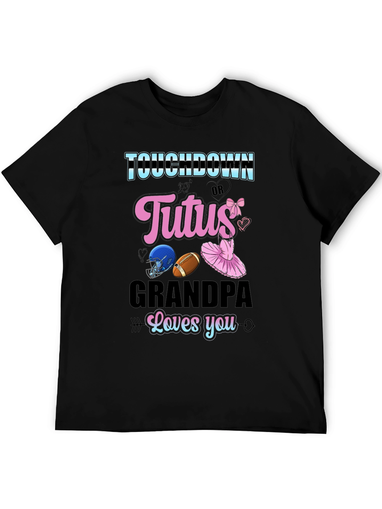 Touchdown or Tutus Grandpa T-Shirt - Gender Reveal