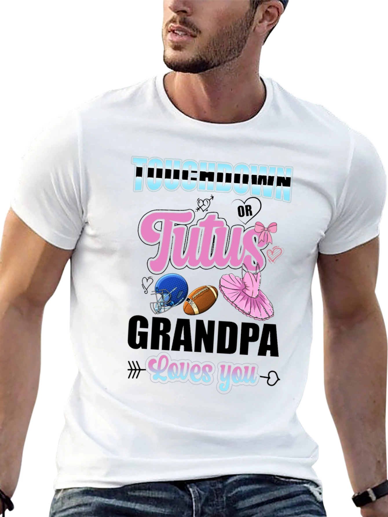 Touchdown or Tutus Grandpa T-Shirt - Gender Reveal