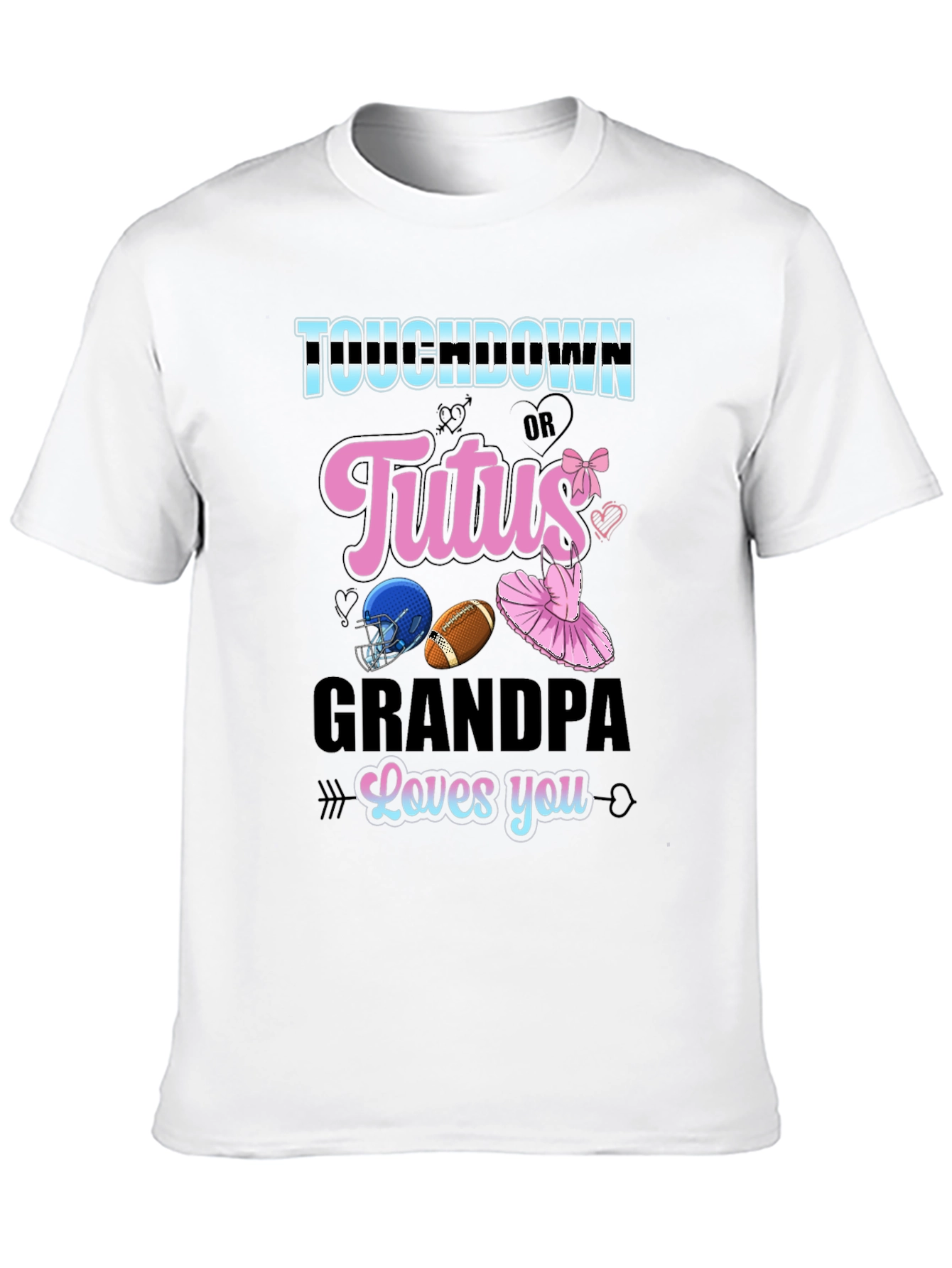 Touchdown or Tutus Grandpa T-Shirt - Gender Reveal