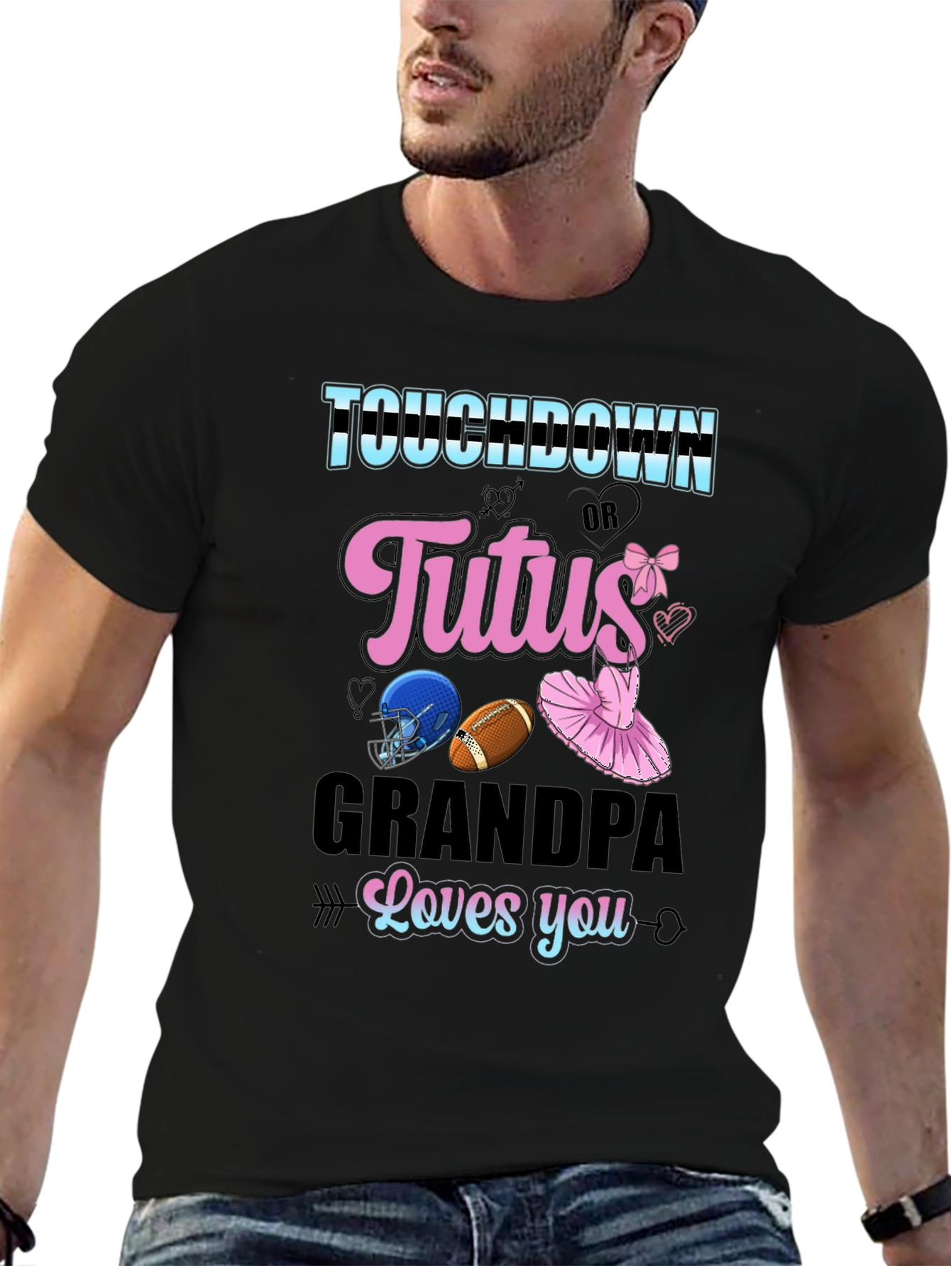 Touchdown or Tutus Grandpa T-Shirt - Gender Reveal