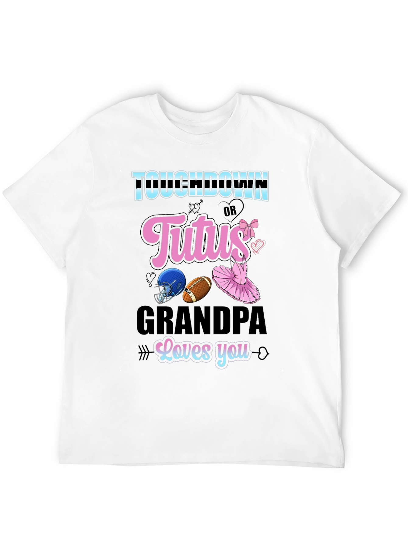 Touchdown or Tutus Grandpa T-Shirt - Gender Reveal