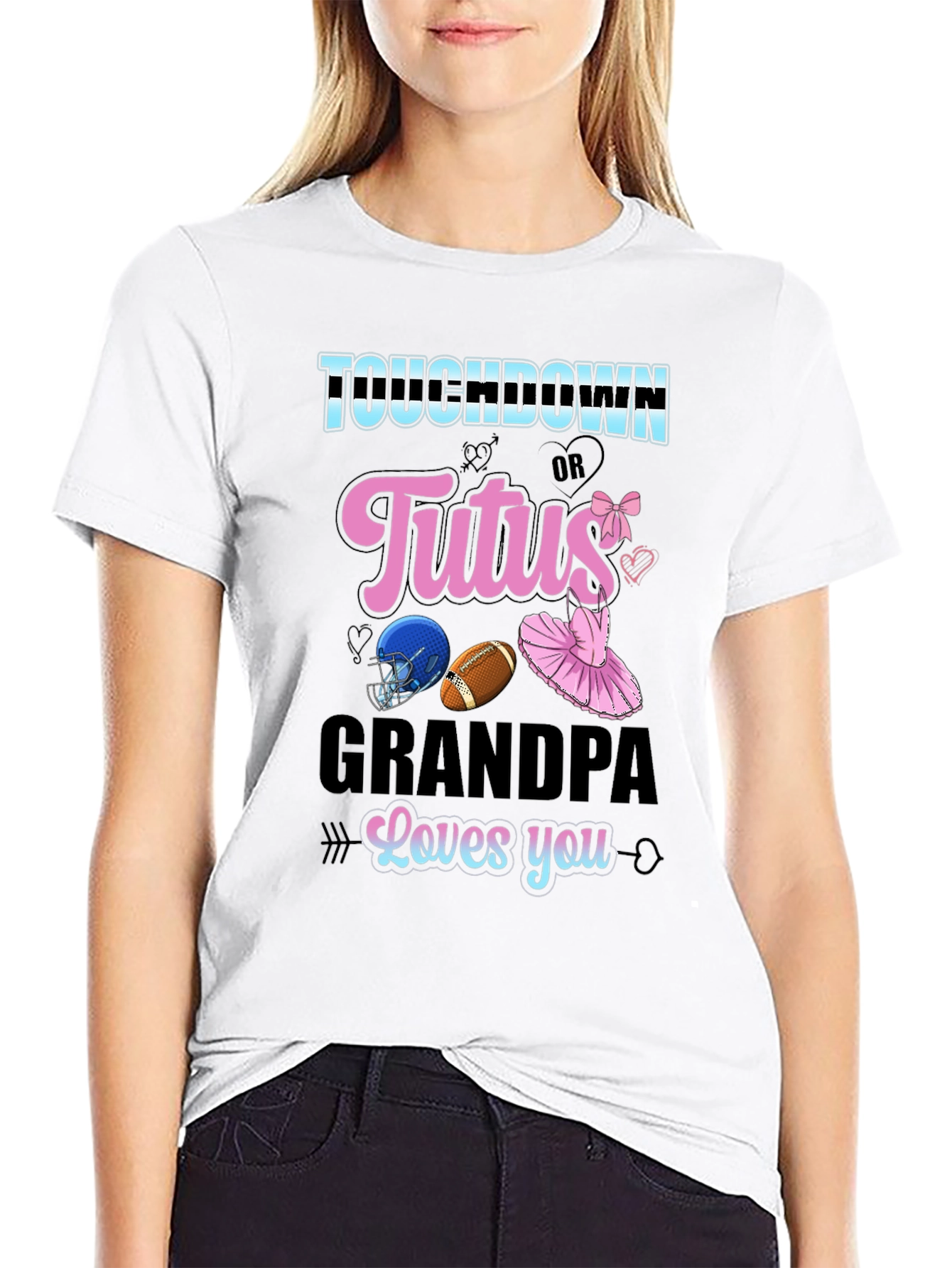Touchdown or Tutus Grandpa T-Shirt - Gender Reveal