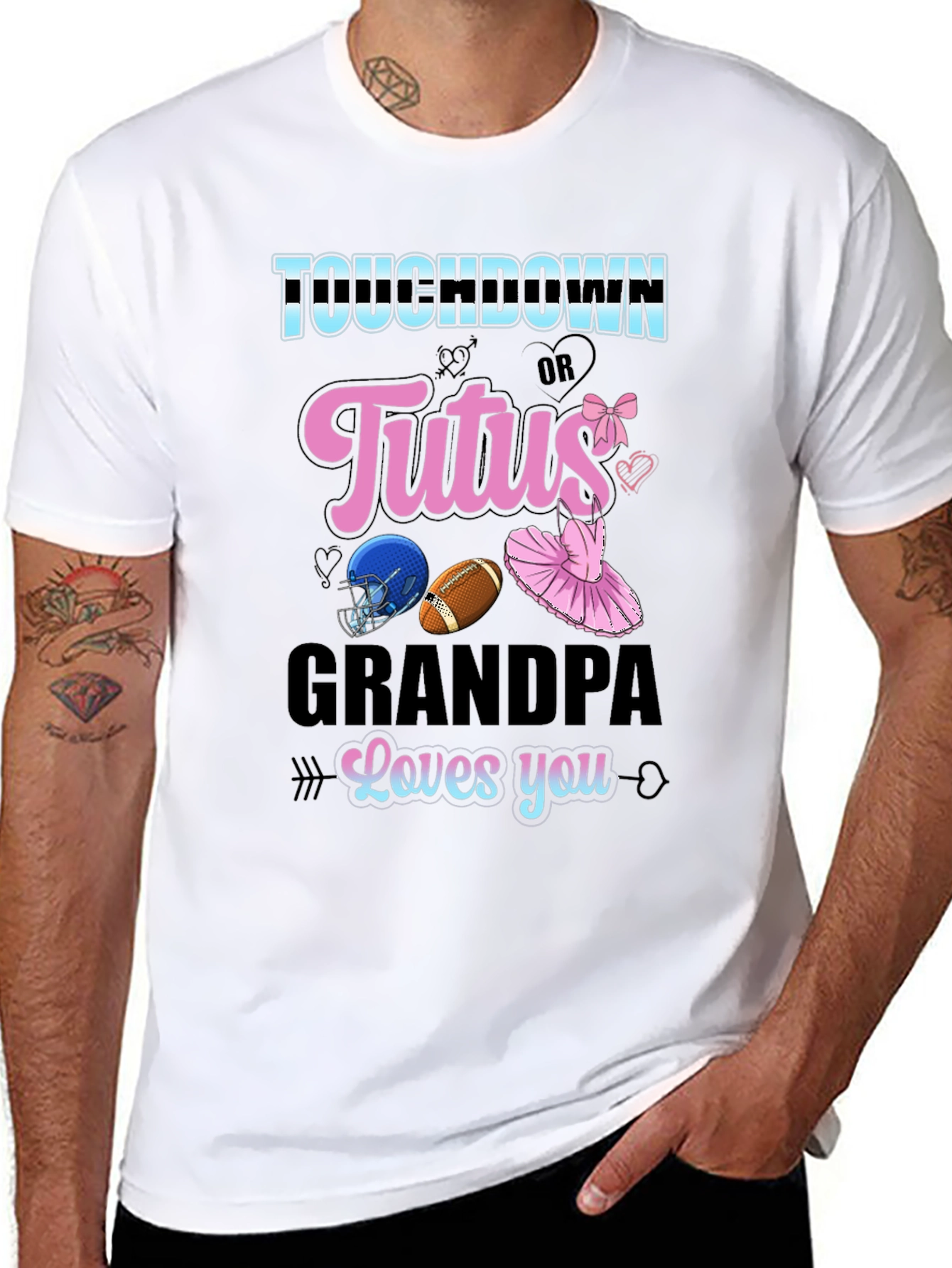 Touchdown or Tutus Grandpa T-Shirt - Gender Reveal