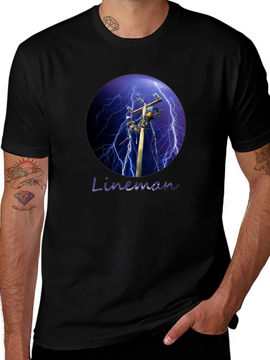 Lineman Lightning Storm Black T-Shirt