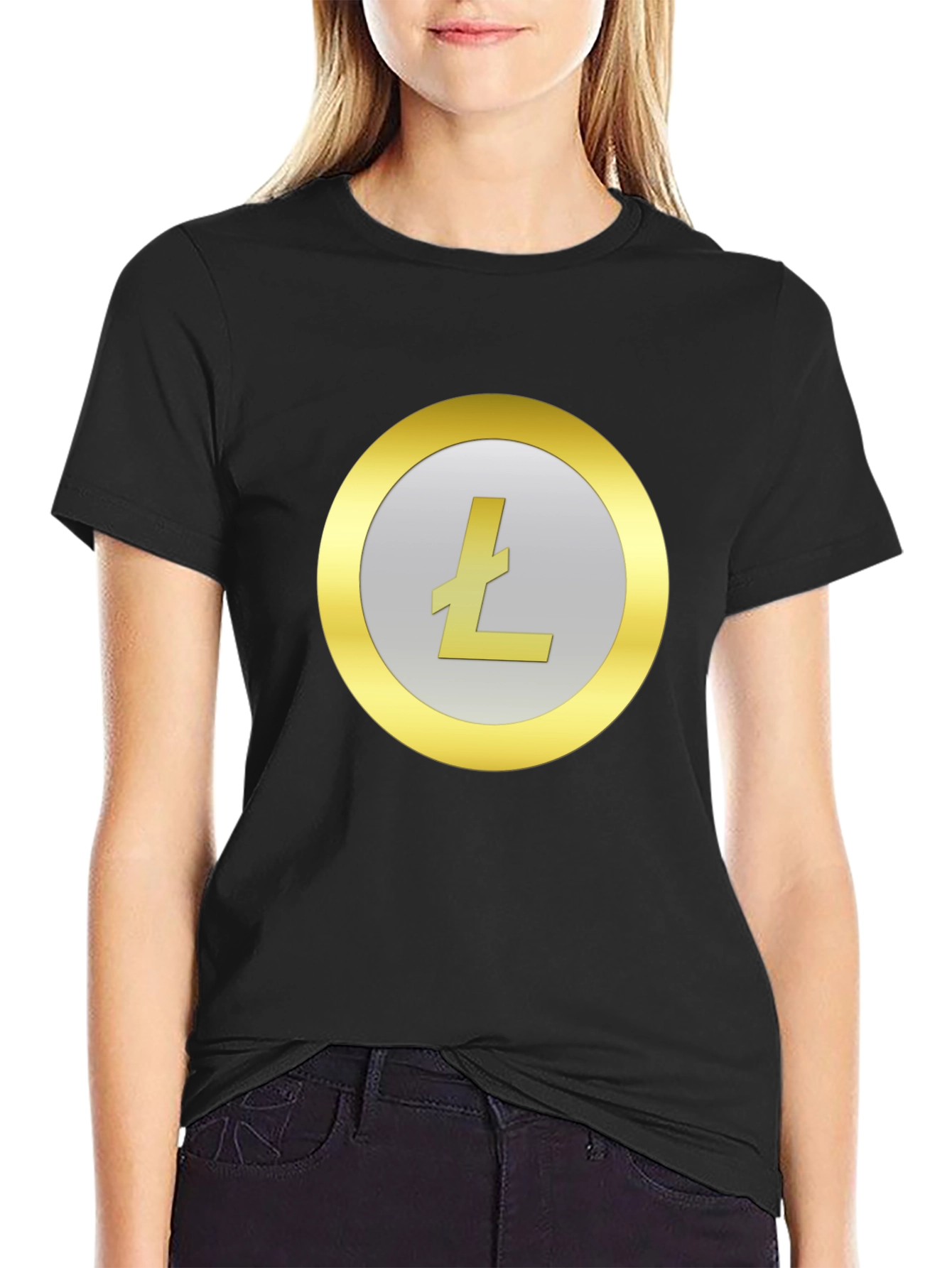 Litecoin Crypto Logo Black T-Shirt