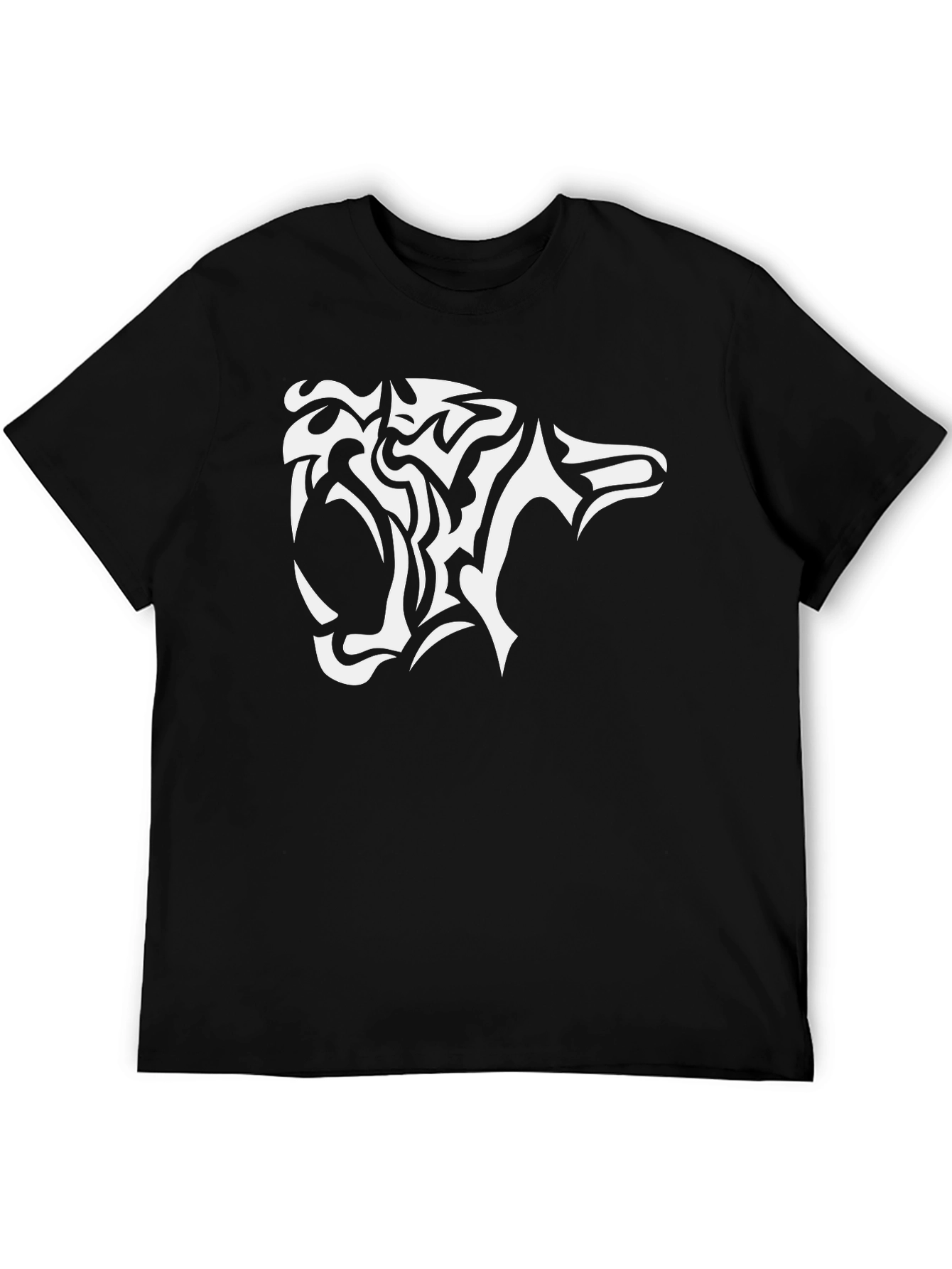 Black T-Shirt with Tiger Head Design