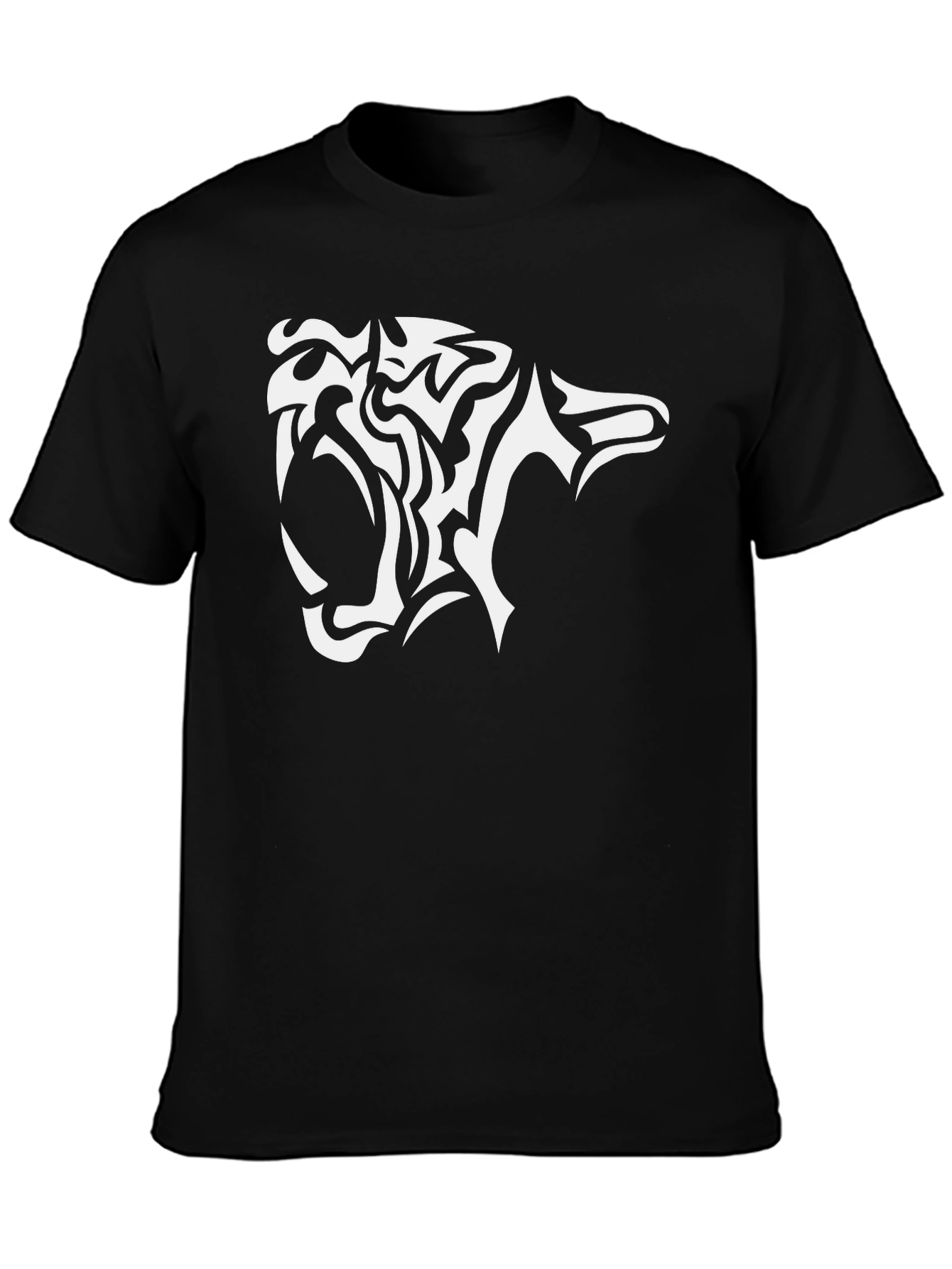 Black T-Shirt with Tiger Head Design