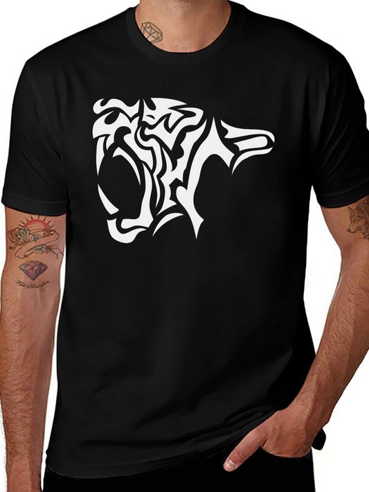 Black T-Shirt with Tiger Head Design