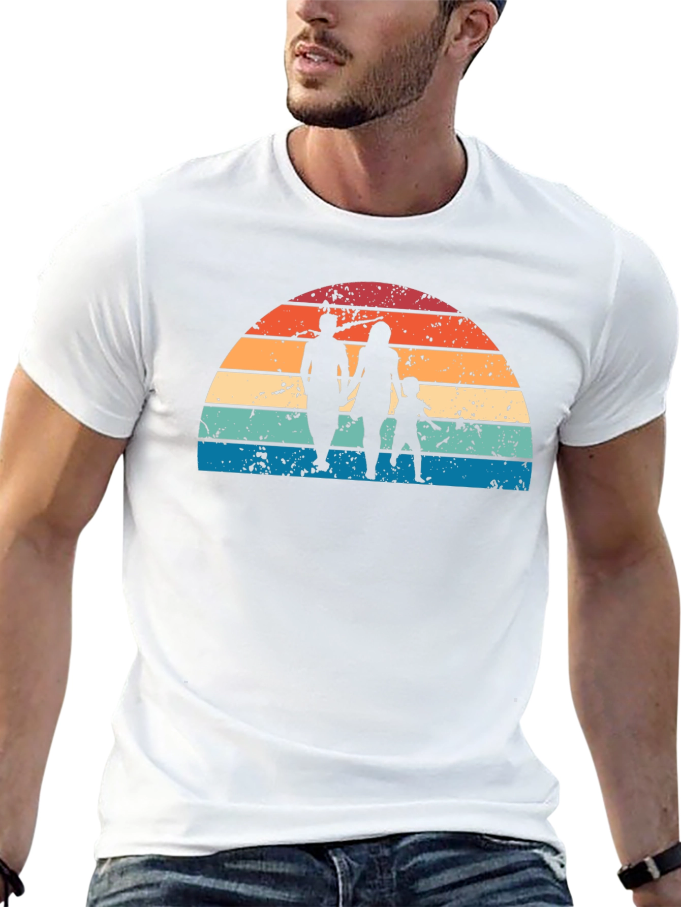 Retro Family Silhouette Graphic Tee