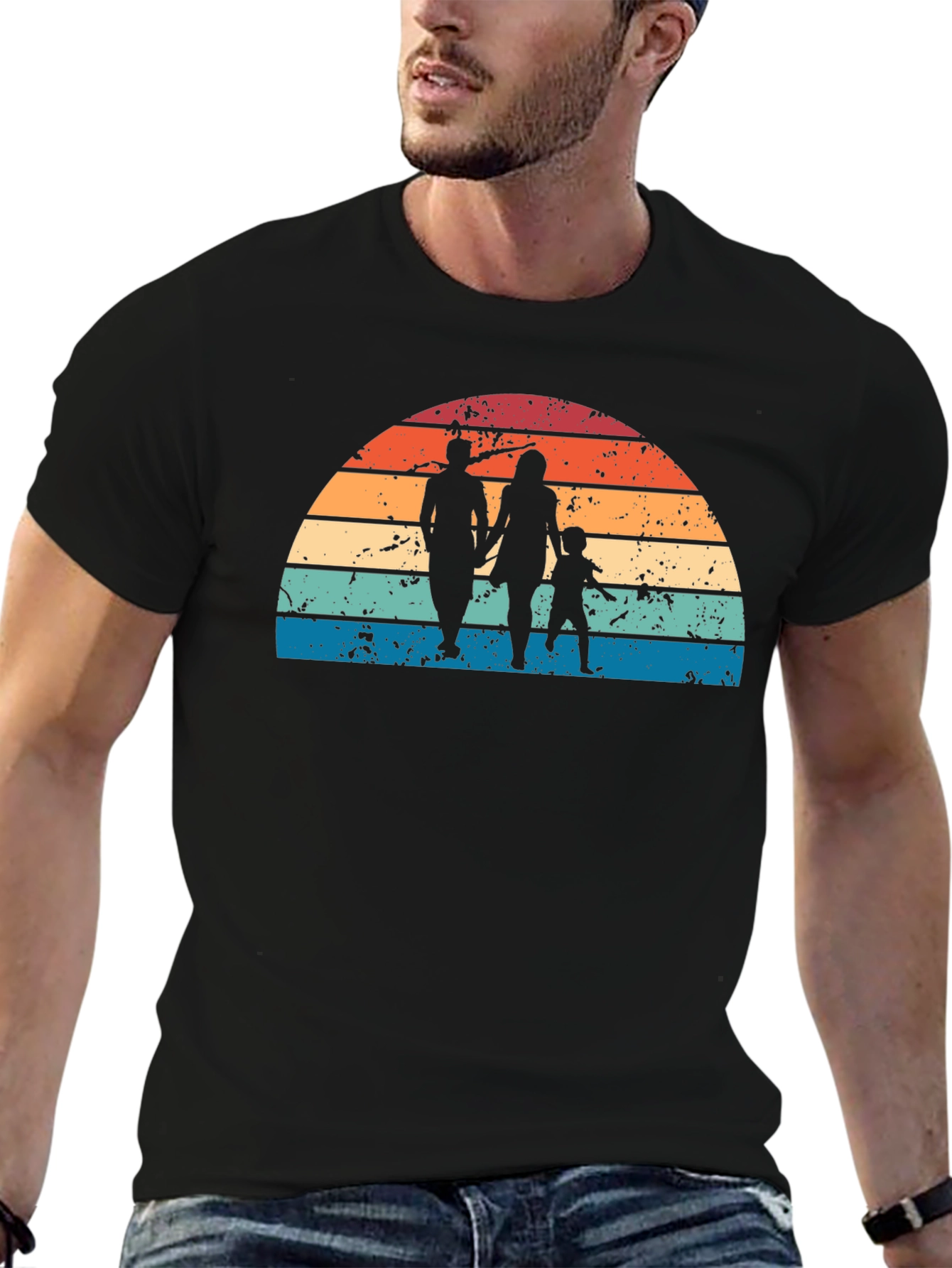 Retro Family Silhouette Graphic Tee