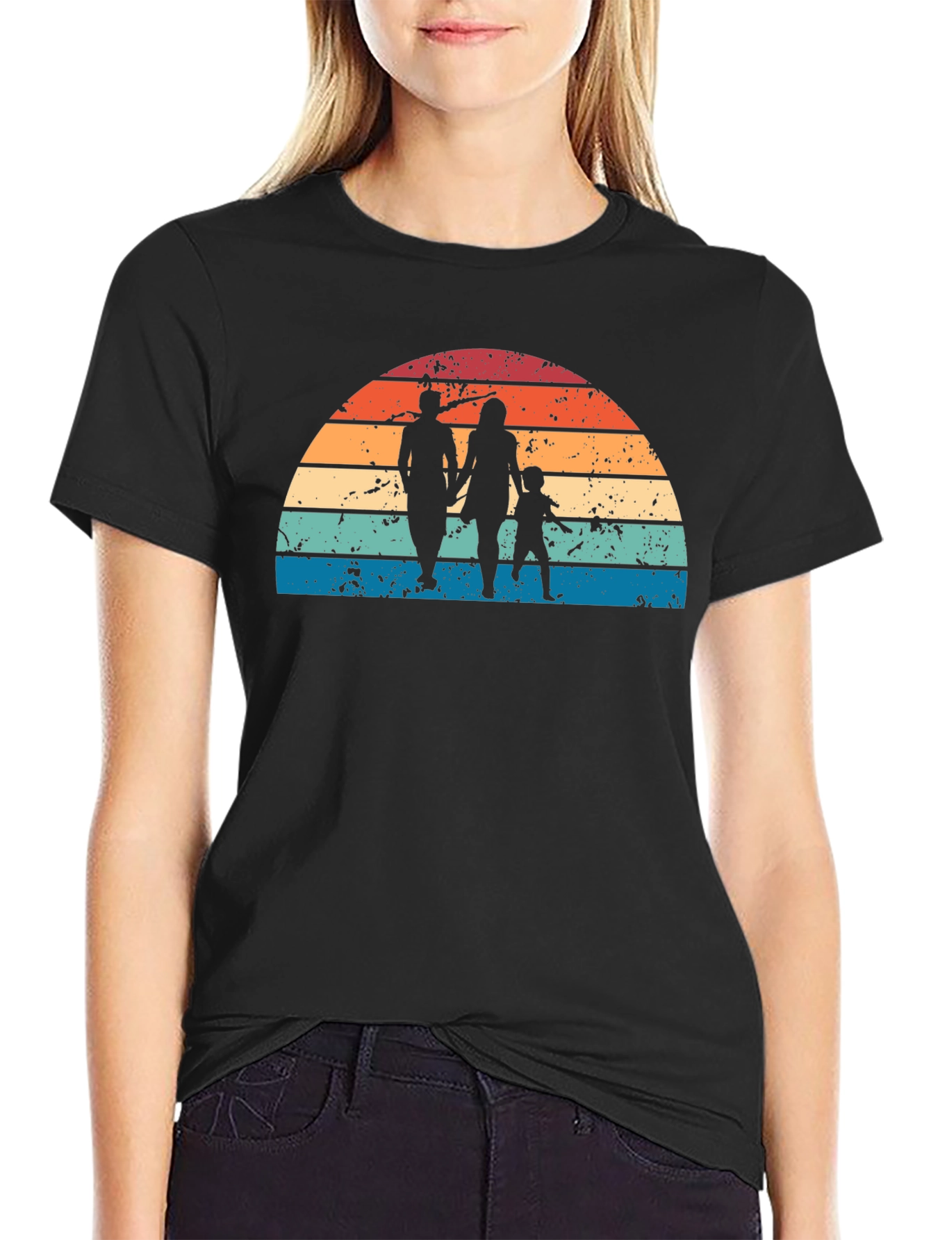 Retro Family Silhouette Graphic Tee