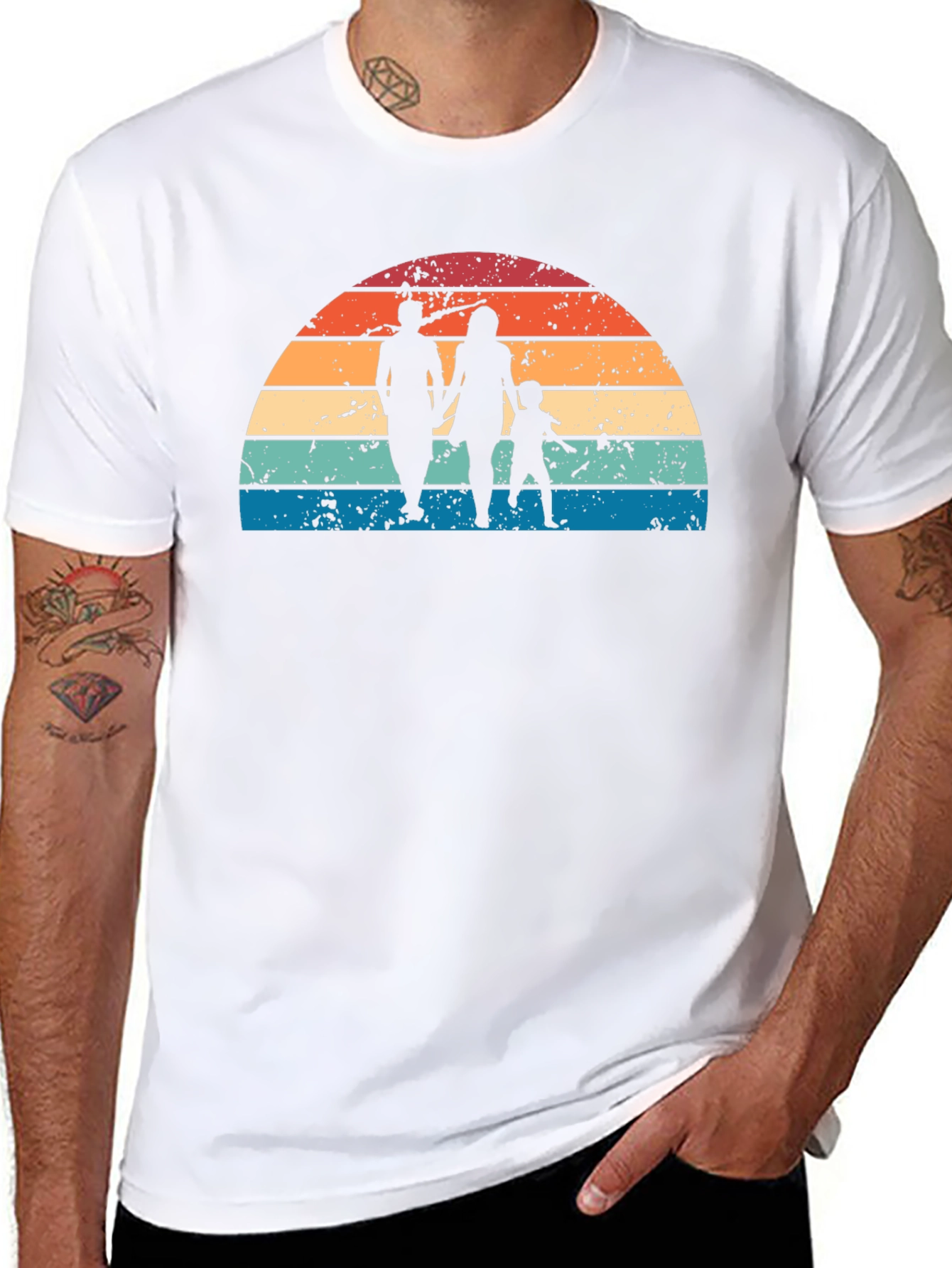 Retro Family Silhouette Graphic Tee