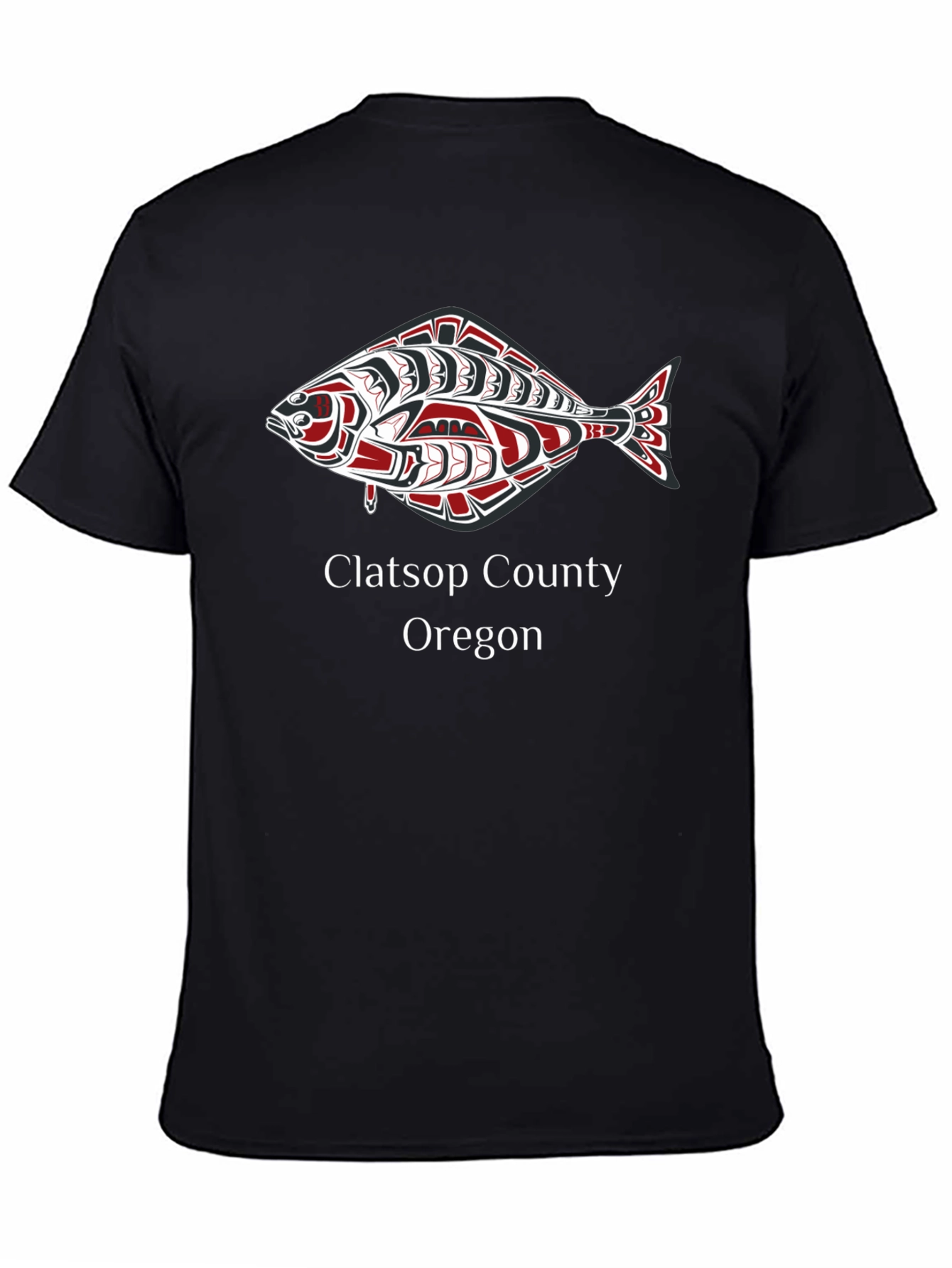 Clatsop County Oregon Fish Graphic Tee - Black
